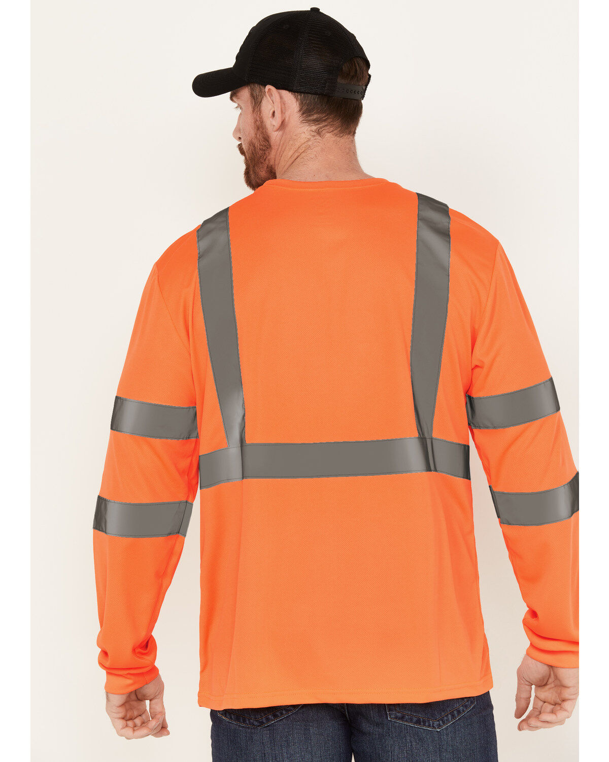 Hawx Men's Solid Enhanced Hi-Vis Long Sleeve Pocket Work T-Shirt - Big