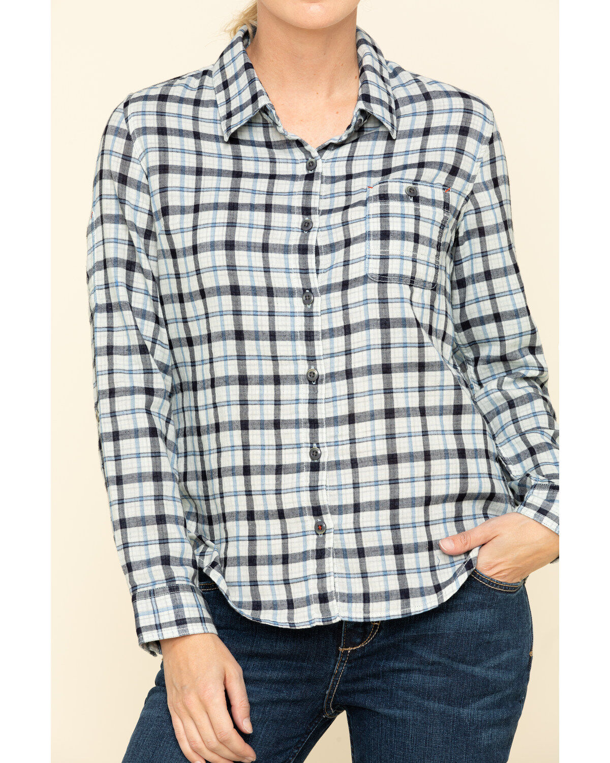 Dovetail Workwear Women's Plaid Print Long Sleeve Button Down Givens Work Shirt