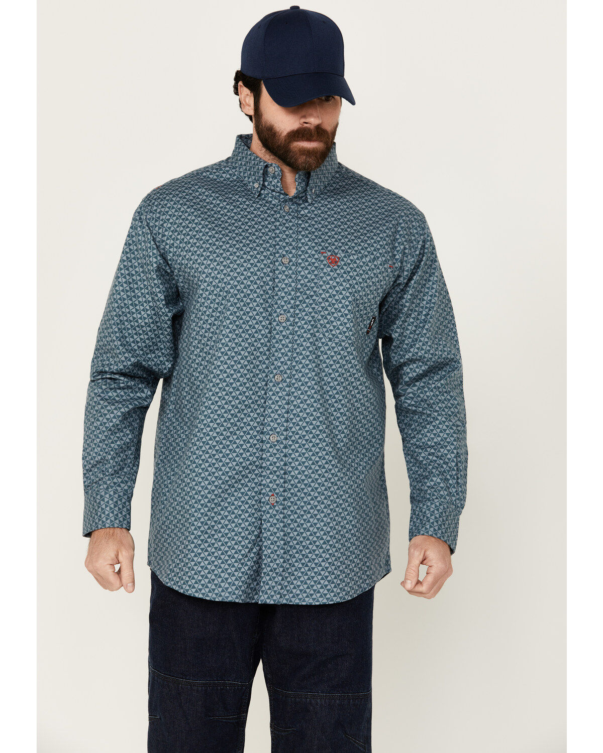 Ariat Men's FR Appalachia Geo Print Long Sleeve Button-Down Stretch Work Shirt