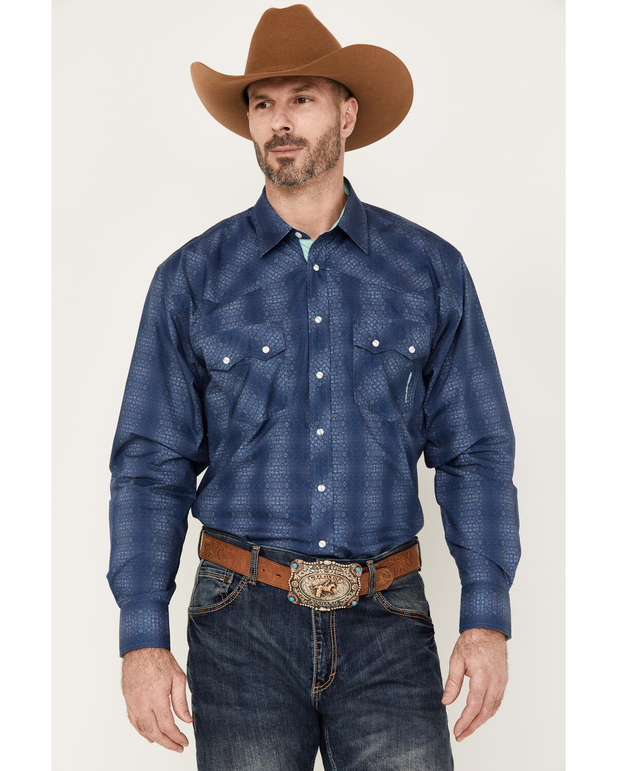 Resistol Men's Lakeland Geo Print Long Sleeve Snap Western Shirt
