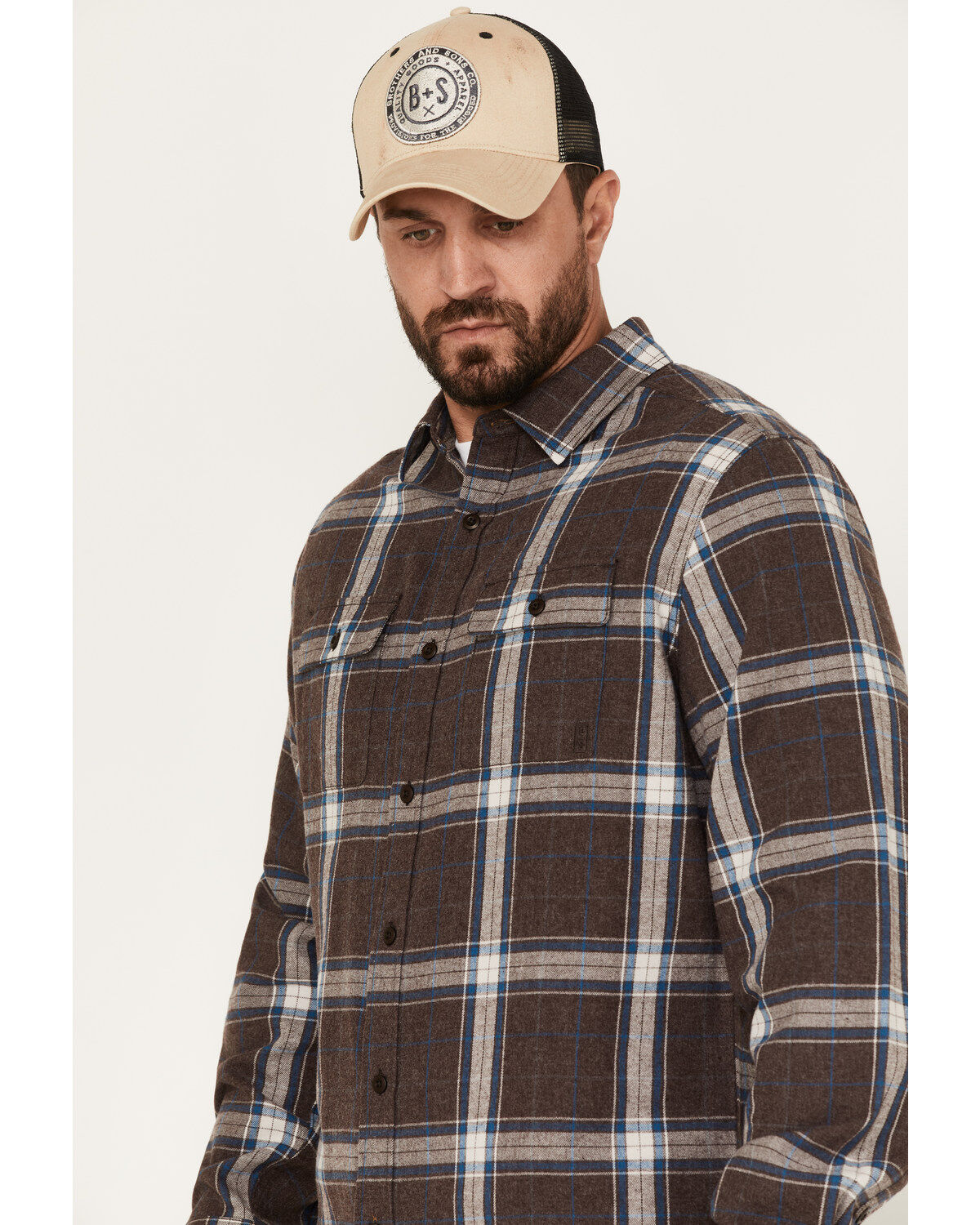 Brothers and Sons Men's Everyday Plaid Print Long Sleeve Button Down Flannel Shirt