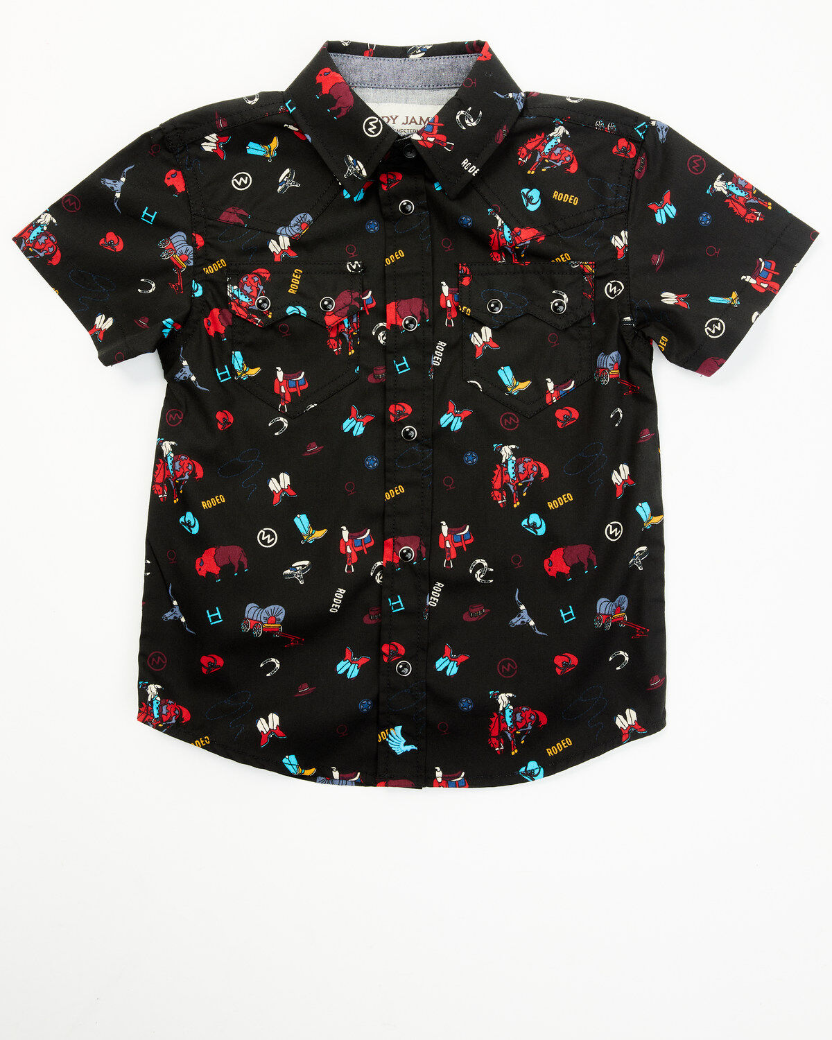 Cody James Toddler Boys' Sheriff in Town Conversation Print Short Sleeve Snap Western Shirt