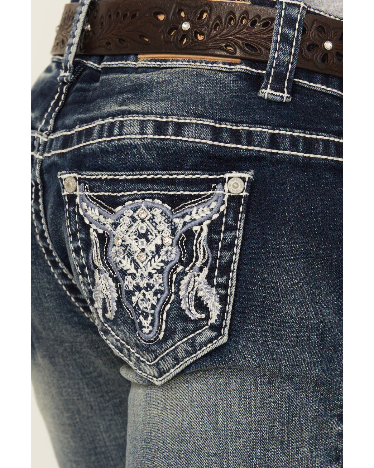 Shyanne Girls' Steerhead Embroidered Bootcut Stretch Denim Jeans