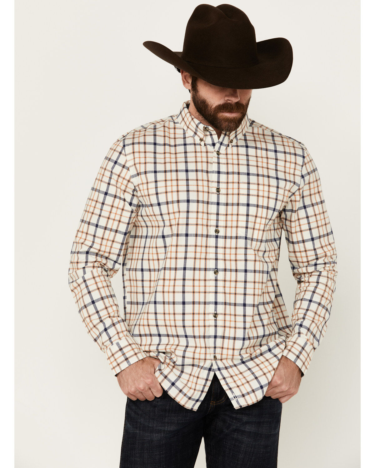Brothers and Sons Men's Alva Plaid Print Long Sleeve Button-Down Western Shirt