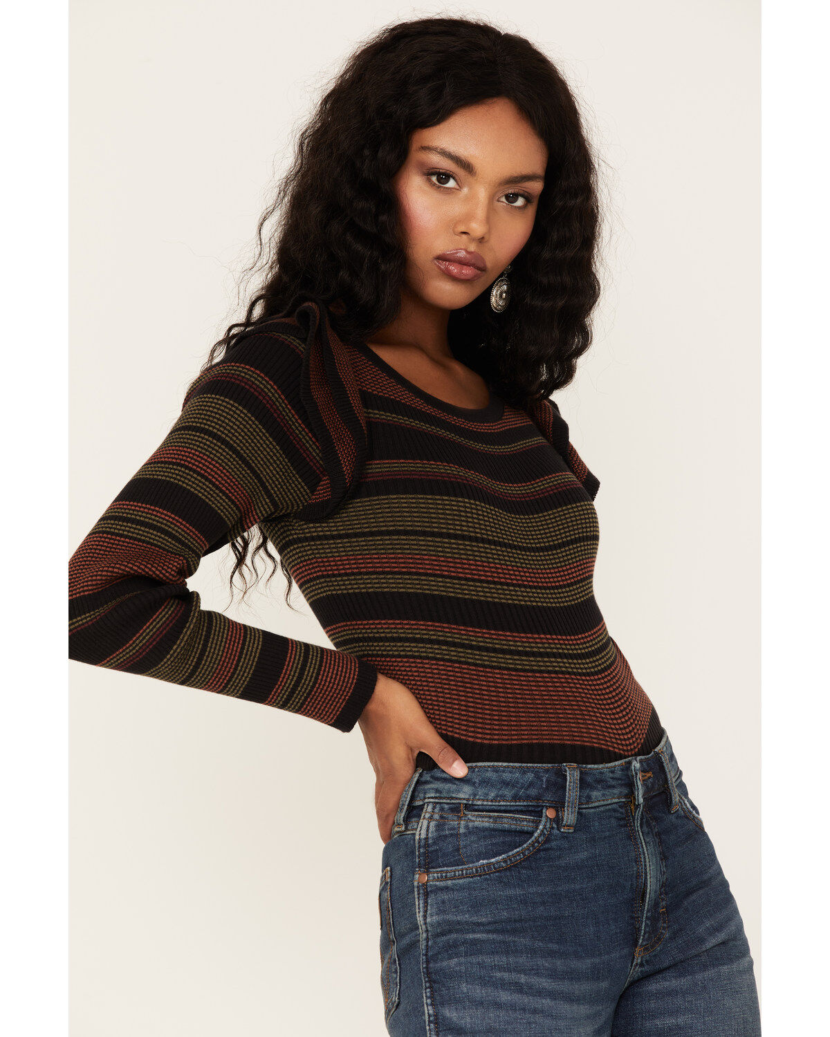 Shyanne Women's Stripe Ribbed Cropped Sweater