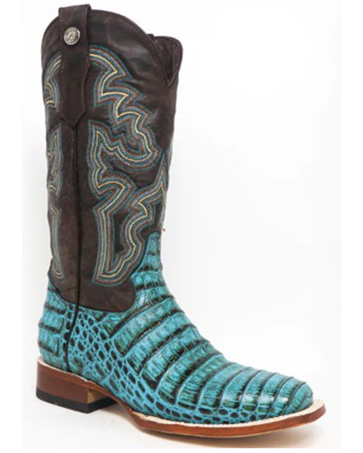 Tanner Mark Women's Agave Sky Faux Caiman Western Boots - Broad Square Toe