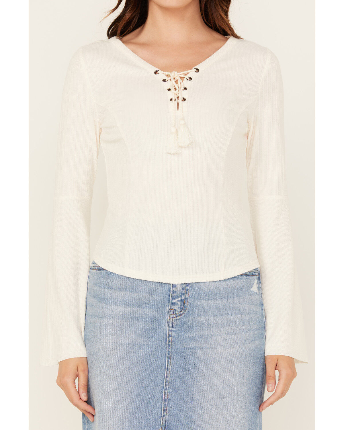 Shyanne Women's Solid Lace-Up Long Sleeve Shirt