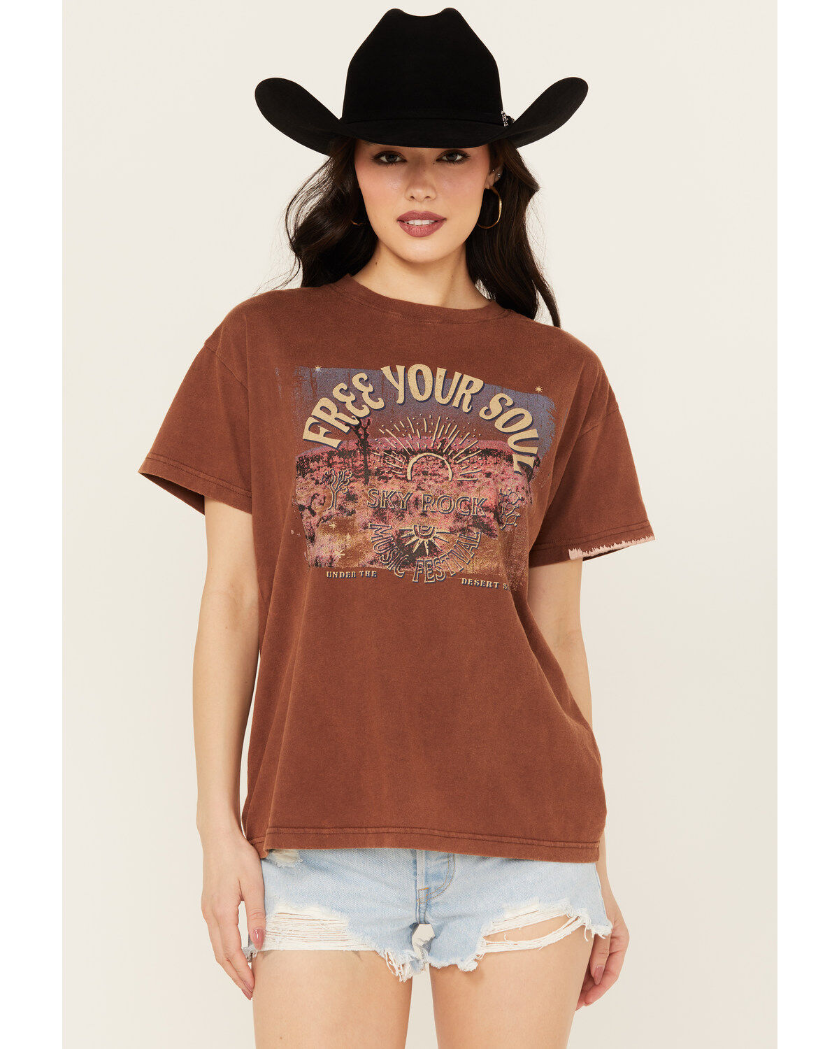 Cleo + Wolf Women's Free Your Soul Short Sleeve Cropped Graphic Tee