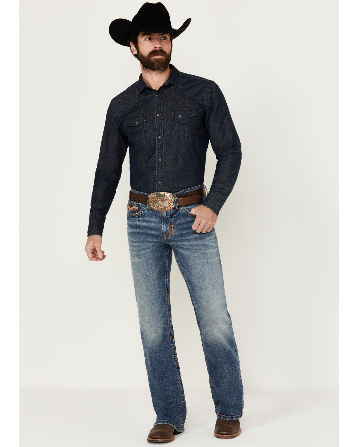 Cody James Men's Medium Wash Bronco Slim Bootcut Stretch Denim Jeans