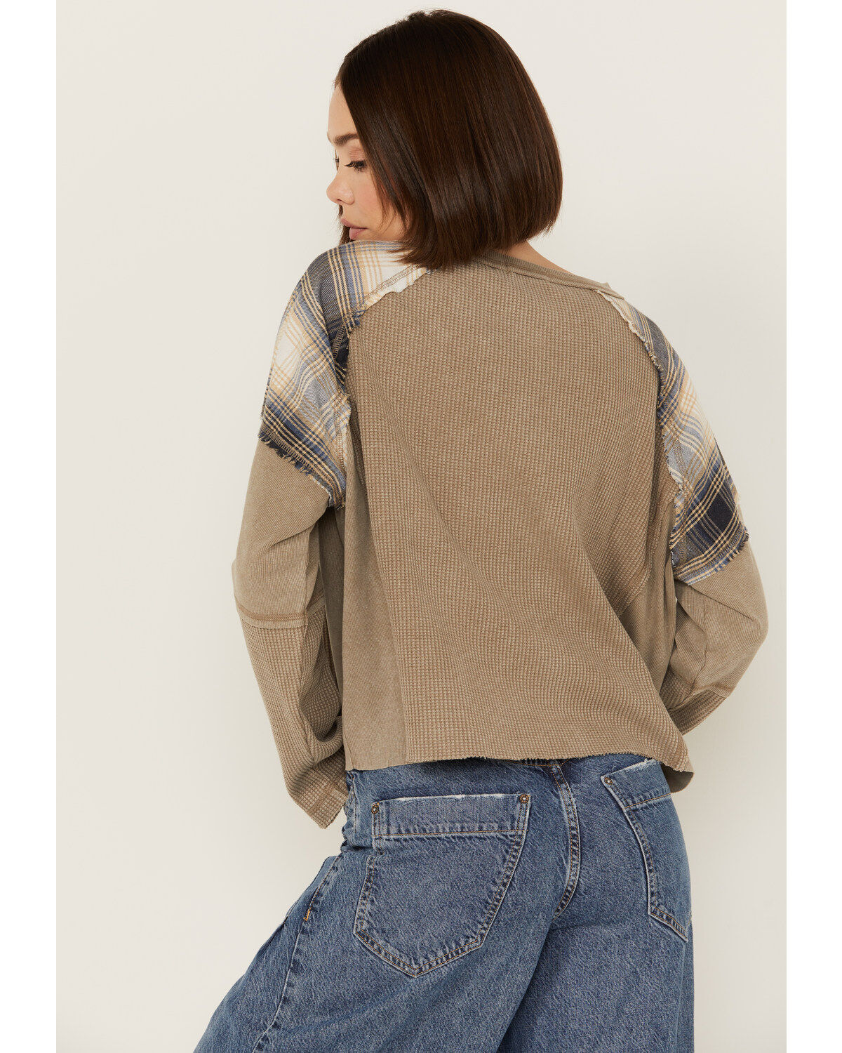 Originality Women's Plaid Long Sleeve Graphic Shirt