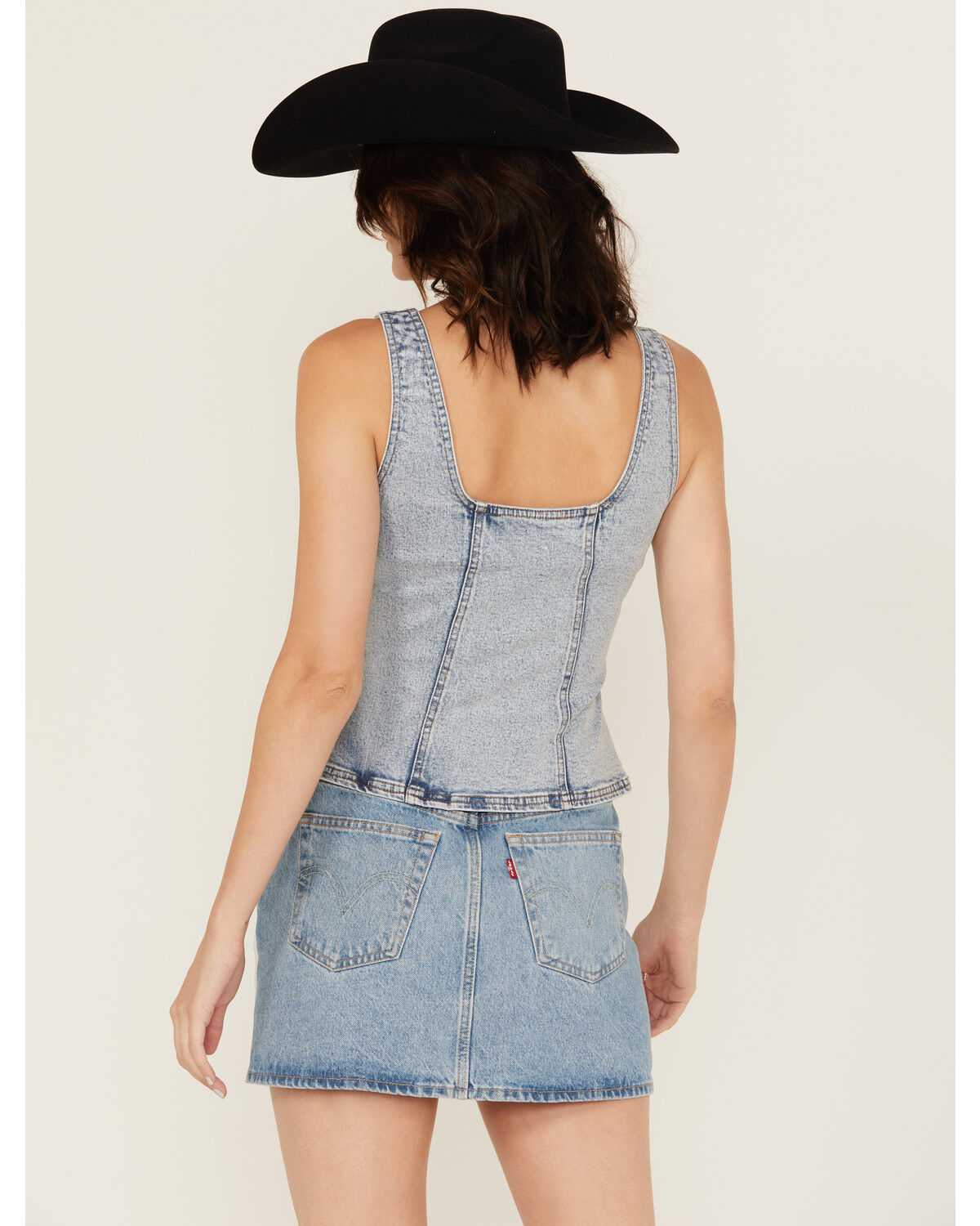 Blue B Women's Sleeveless Buckle Strap Denim Top