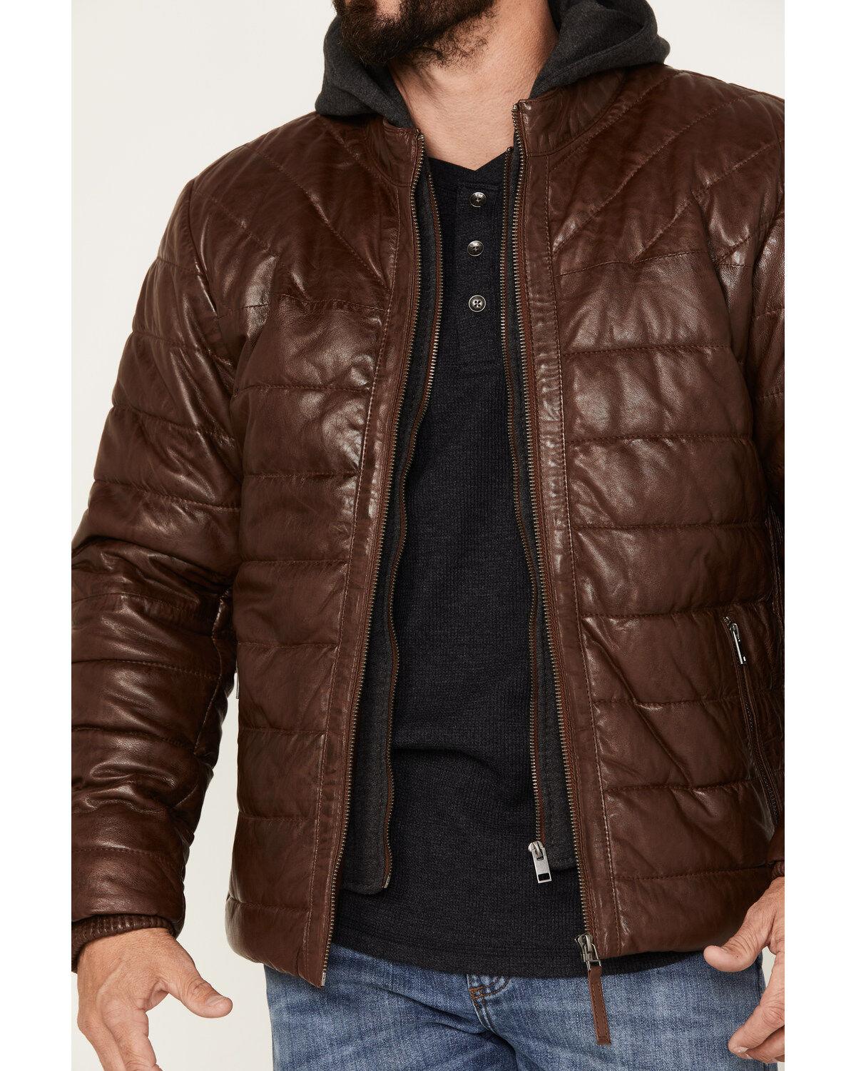 Mauritius Men's Leather Puffer Jacket