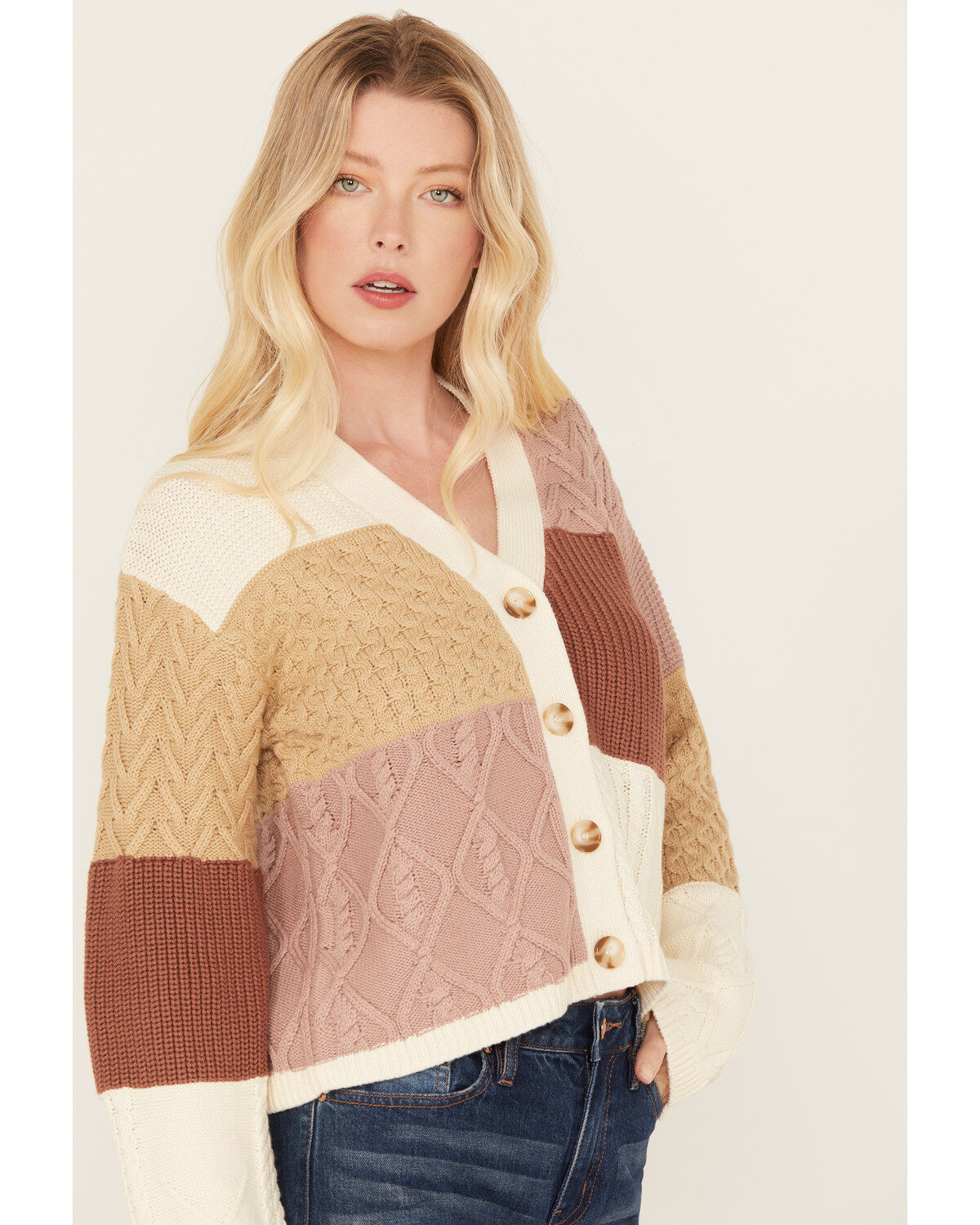 Cleo + Wolf Women's Color Block Cardigan