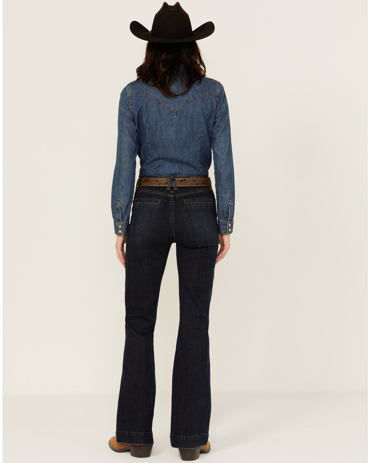 Rock & Roll Denim Women's Dark Wash High Rise Trouser Stretch Denim jeans