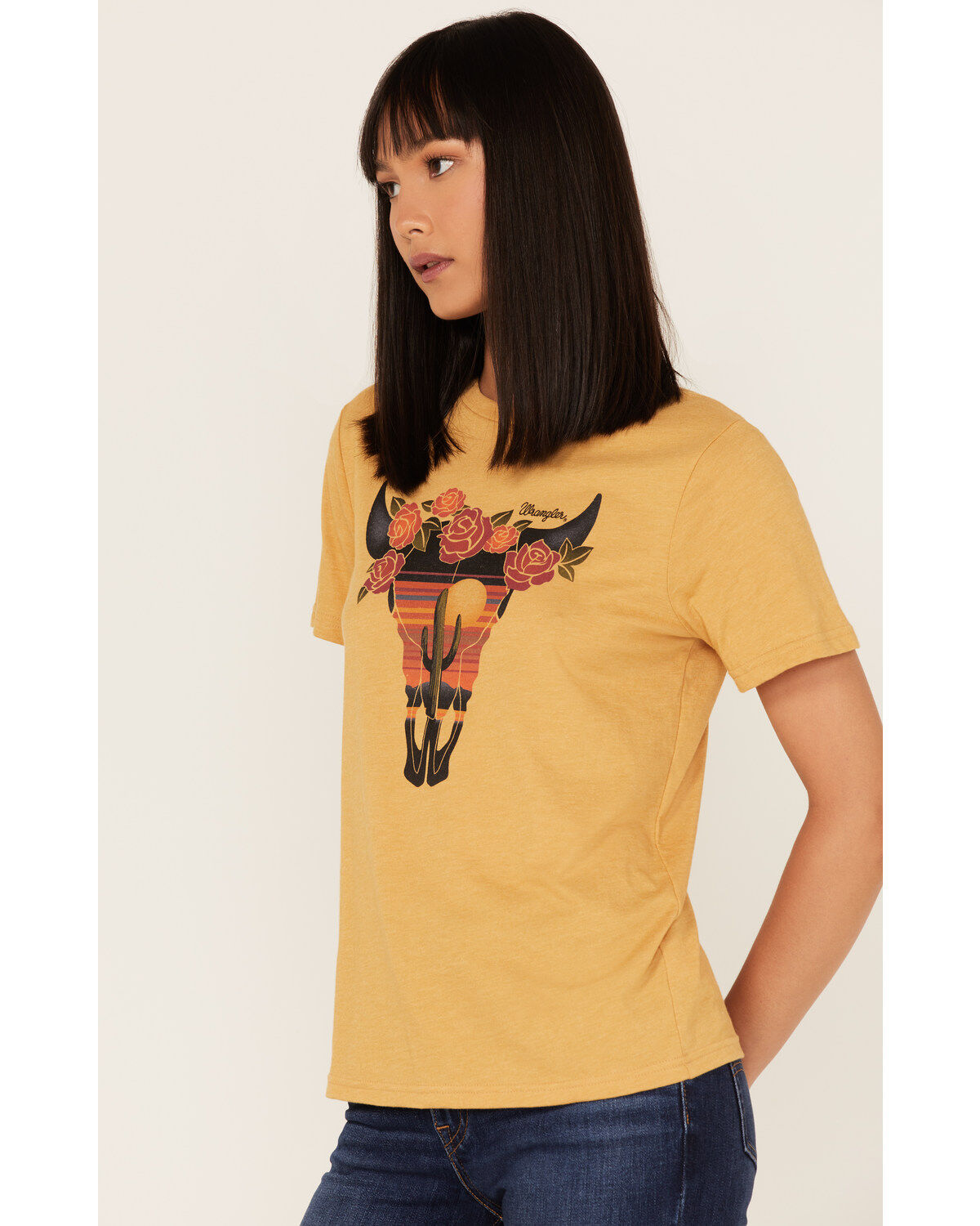 Wrangler Women's Boot Barn Exclusive Desert Sunset Steer Head Graphic Tee