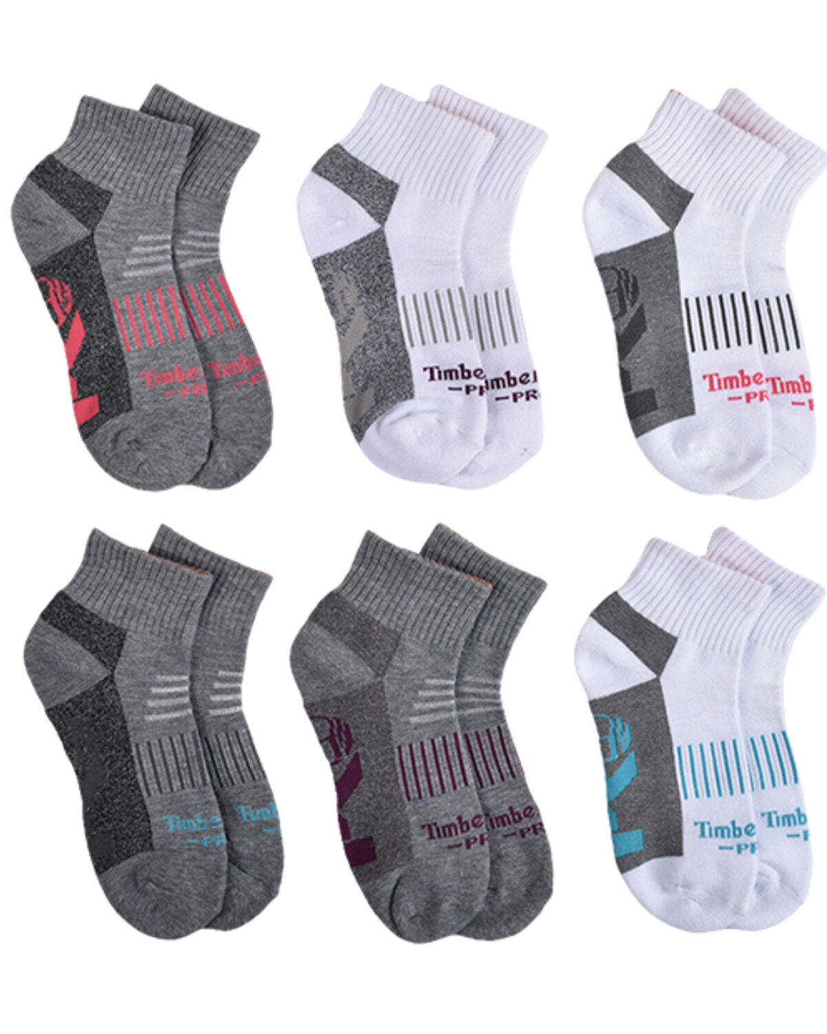 Timberland PRO Women's Contrast Logo Quarter Socks - 6 Piece