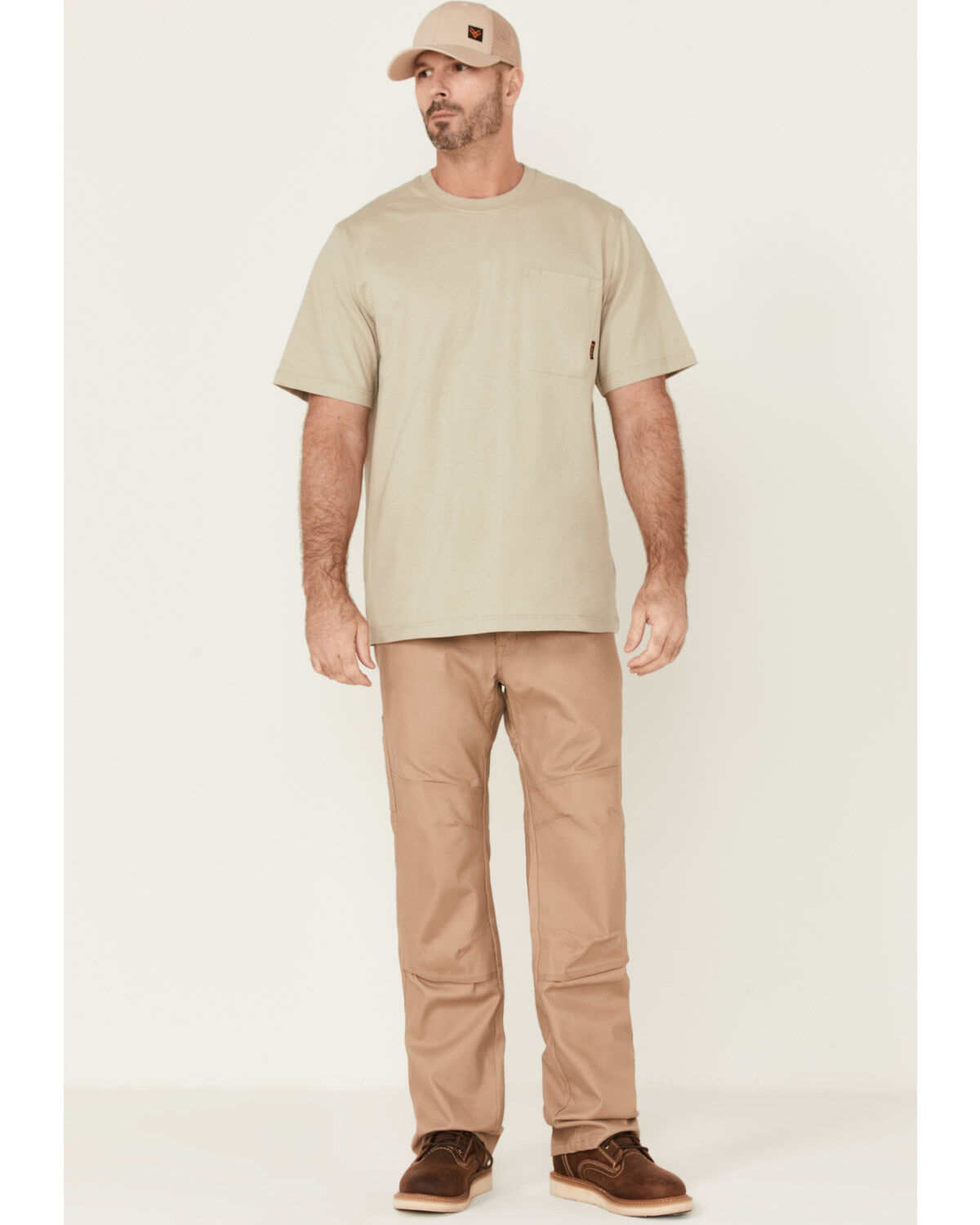 Hawx Men's Solid Taupe Force Heavyweight Short Sleeve Work Pocket T-Shirt