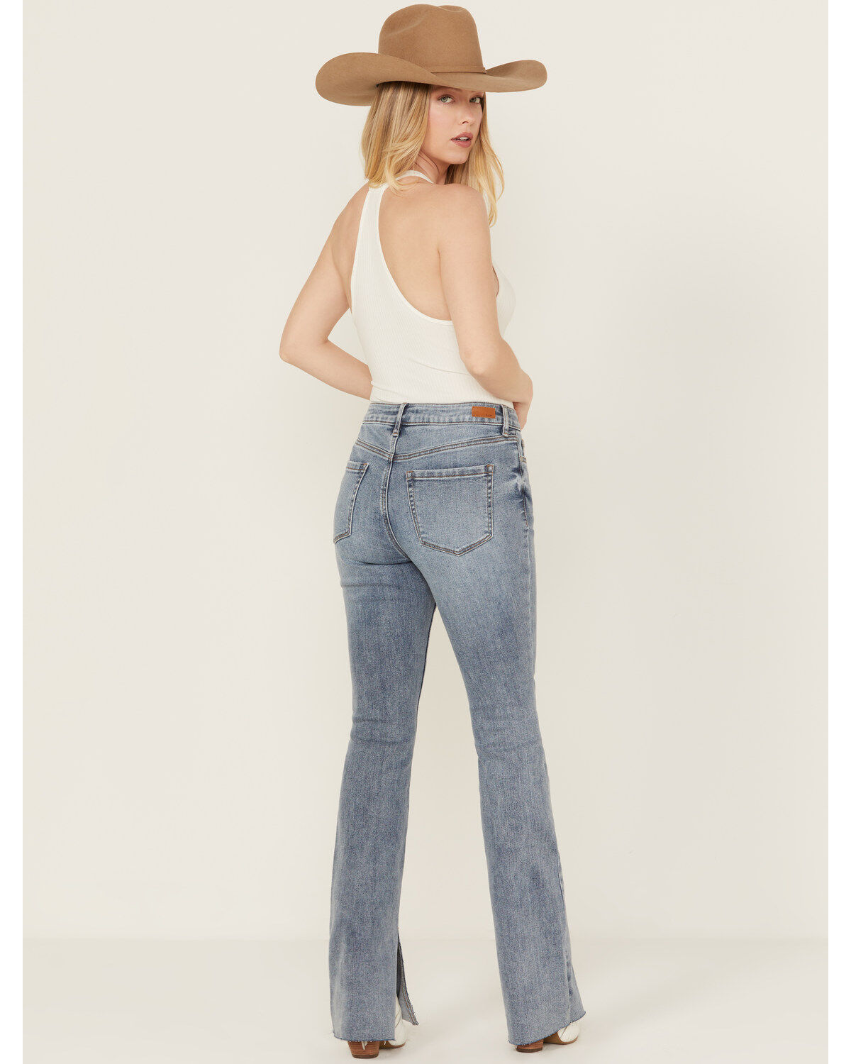 Cleo + Wolf Women's Torrey Medium Wash High Rise Skinny Bootcut Comfort Stretch Denim Jeans