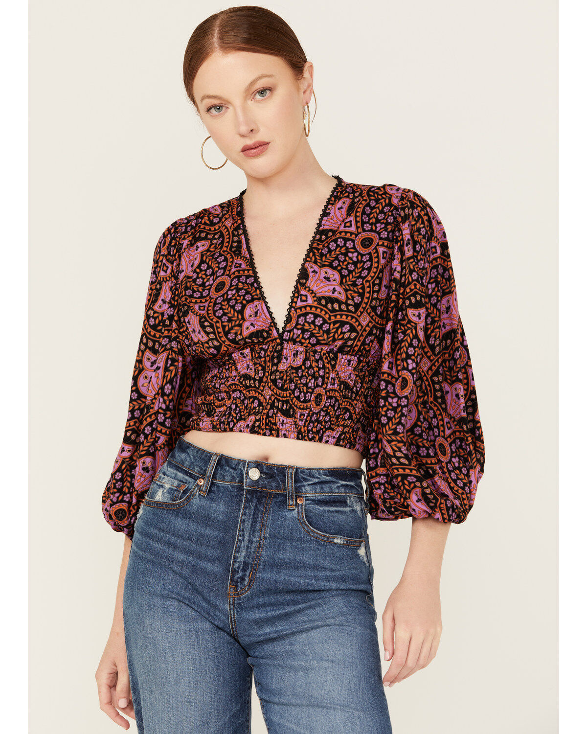 Jen's Pirate Booty Women's Rosalie Long Sleeve Print Top
