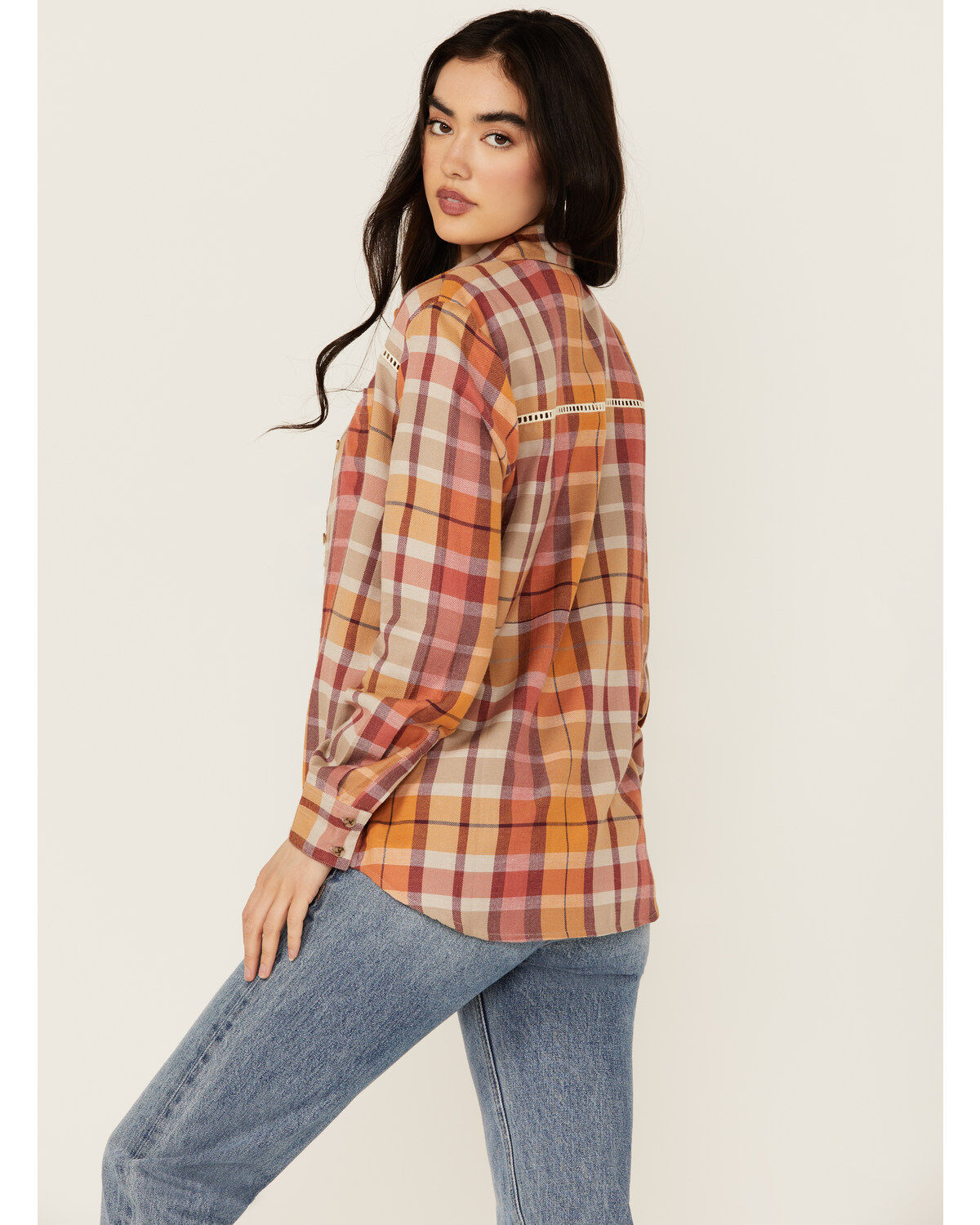Shyanne Women's Plaid Print Long Sleeve Button-Down Western Shirt