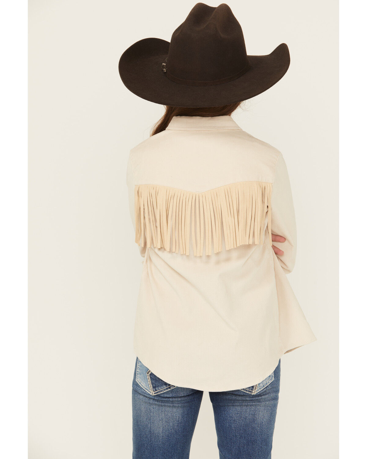 Shyanne Girls' Fringe Corduroy Long Sleeve Snap Western Shirt