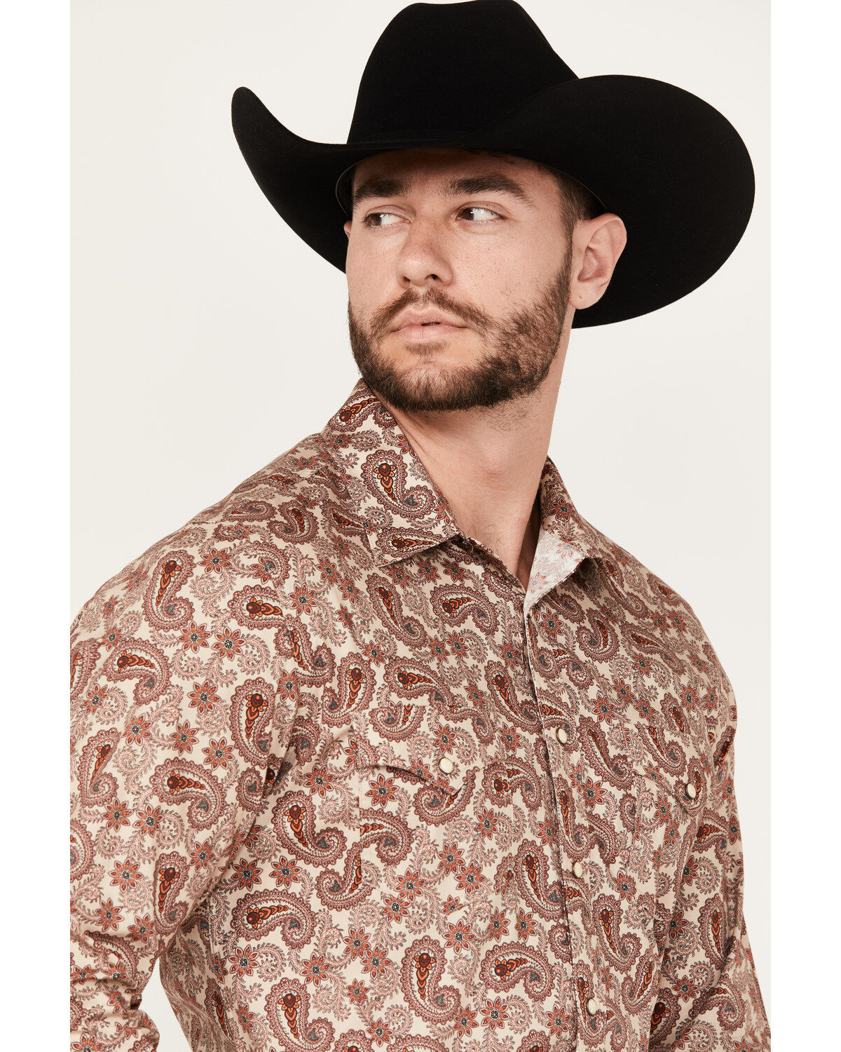 Rock & Roll Denim Men's Paisley Print Stretch Long Sleeve Snap Western Shirt