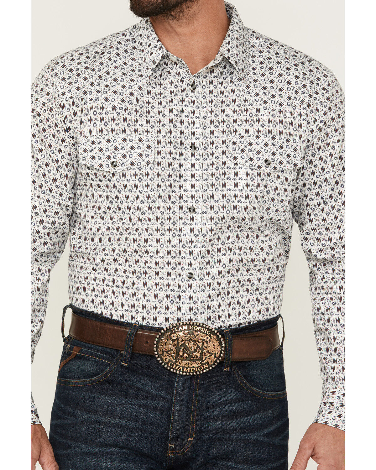 Gibson Trading Co Men's Star Dust Geo Print Long Sleeve Snap Stretch Western Shirt