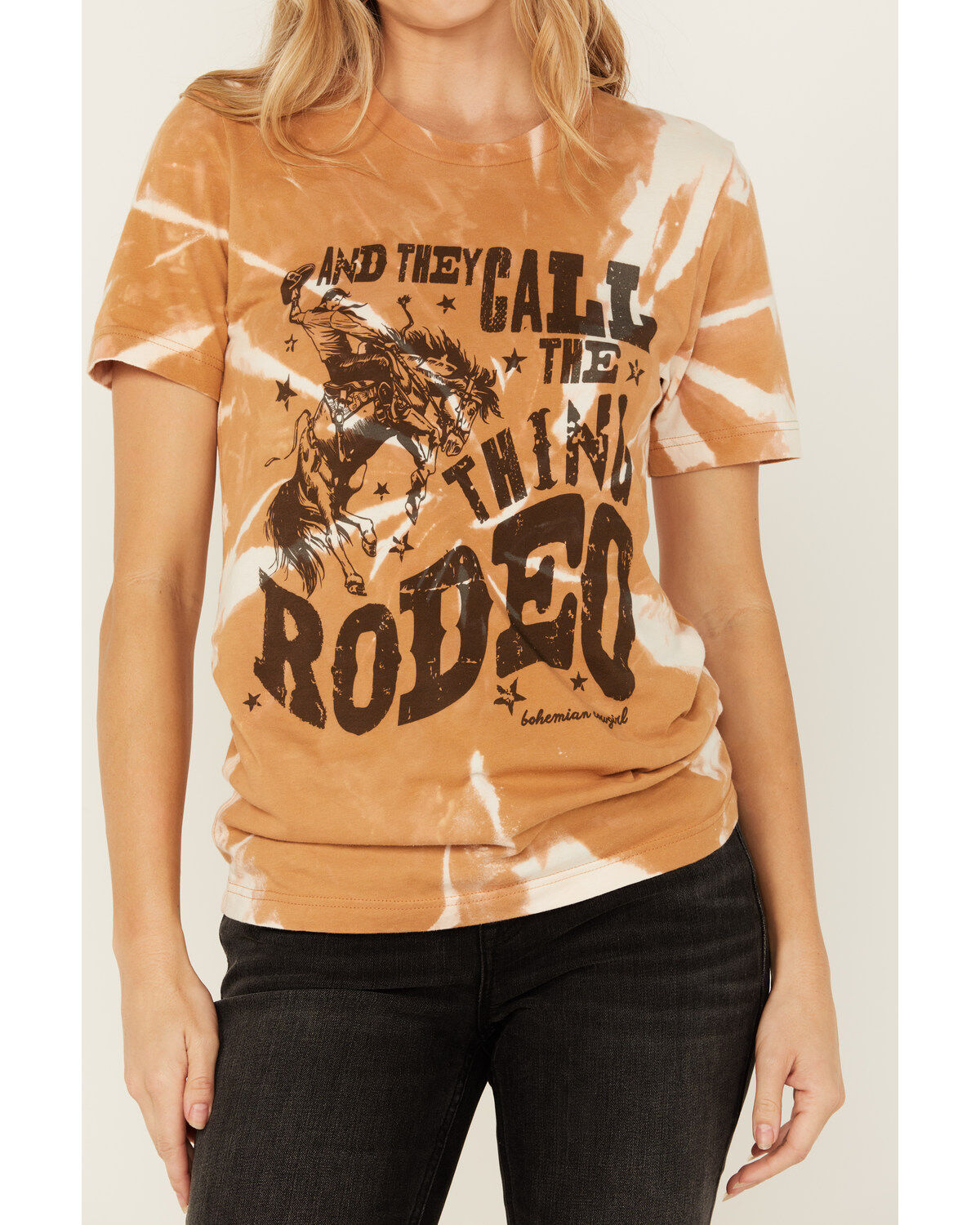 Bohemian Cowgirl Women's Call This Rodeo Bleached Short Sleeve Graphic Tee