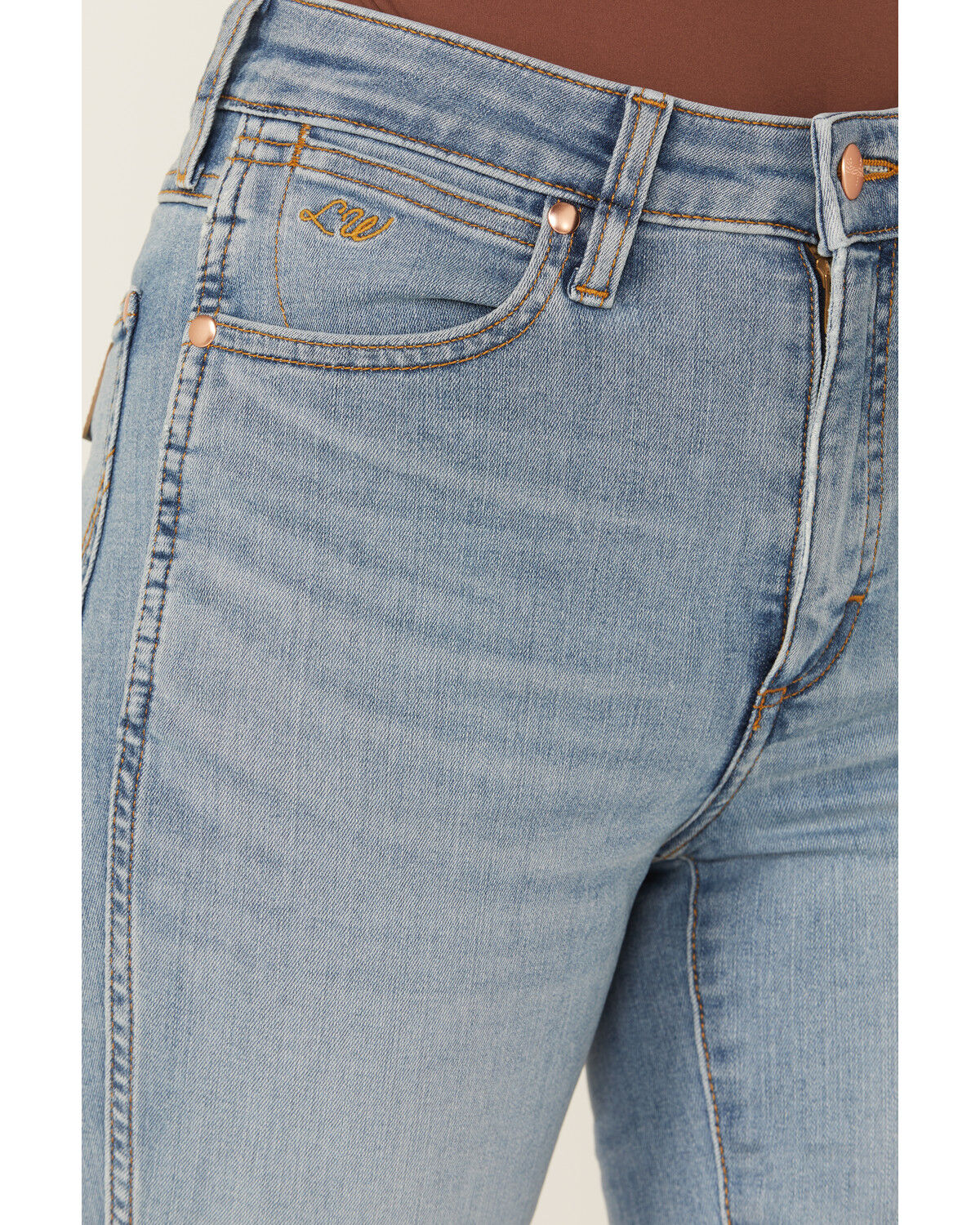 Wrangler X Lainey Wilson Women's Sky Medium Wash High Rise Boot Hugger Bootcut Stretch Denim Jeans