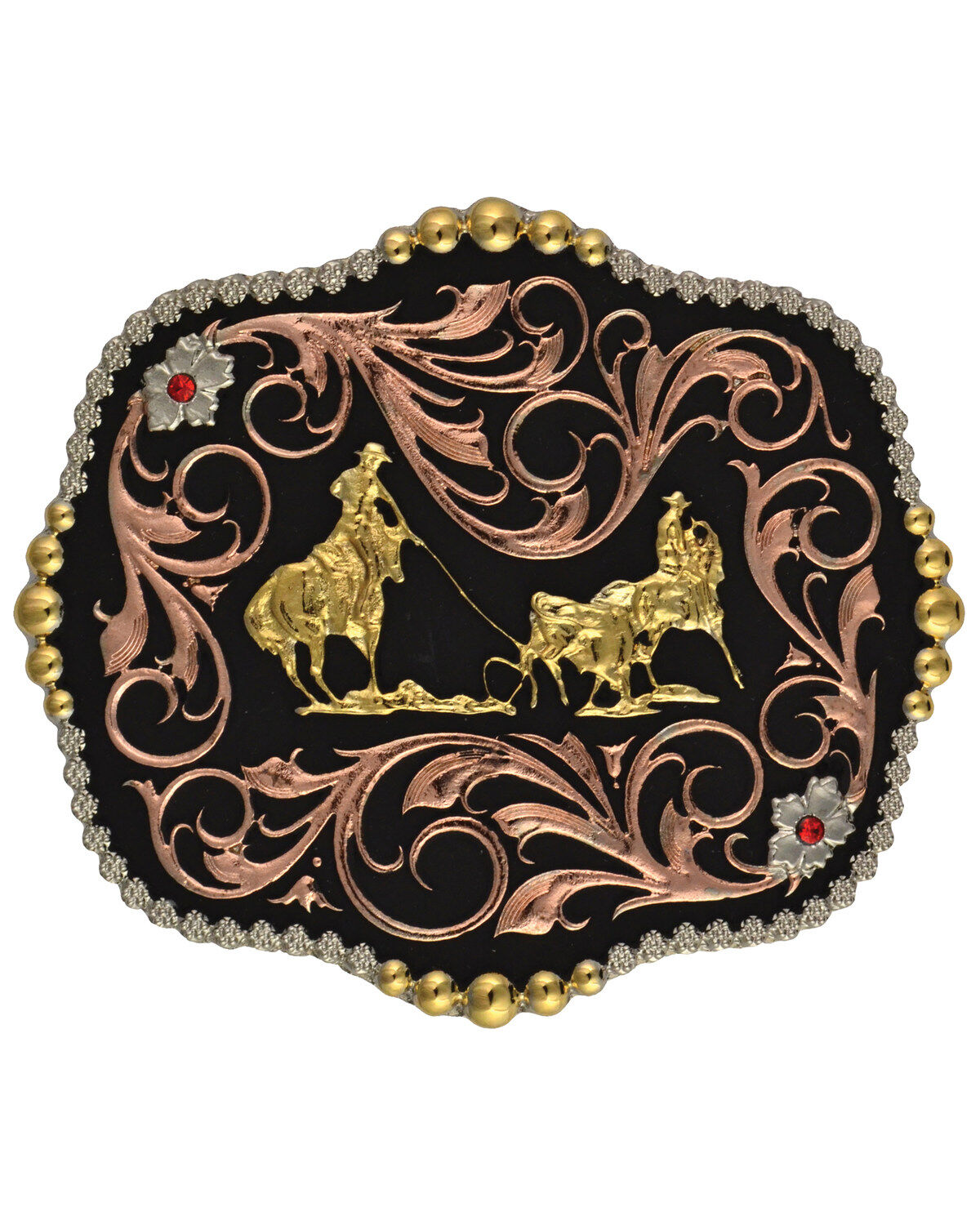 Montana Silversmiths Team Roper Scalloped Belt Buckle