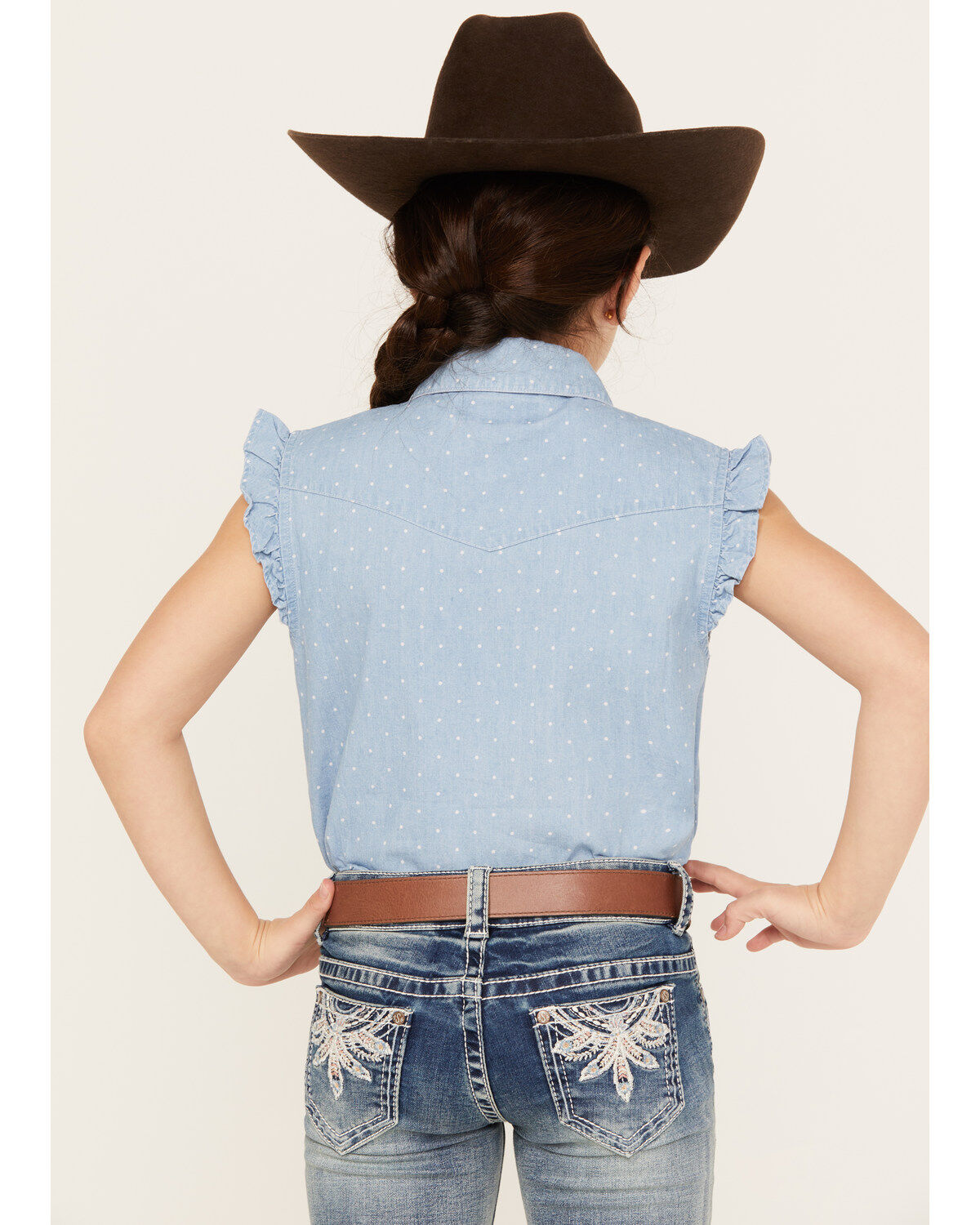 Shyanne Girls' Chambray Pearl Snap Western Shirt