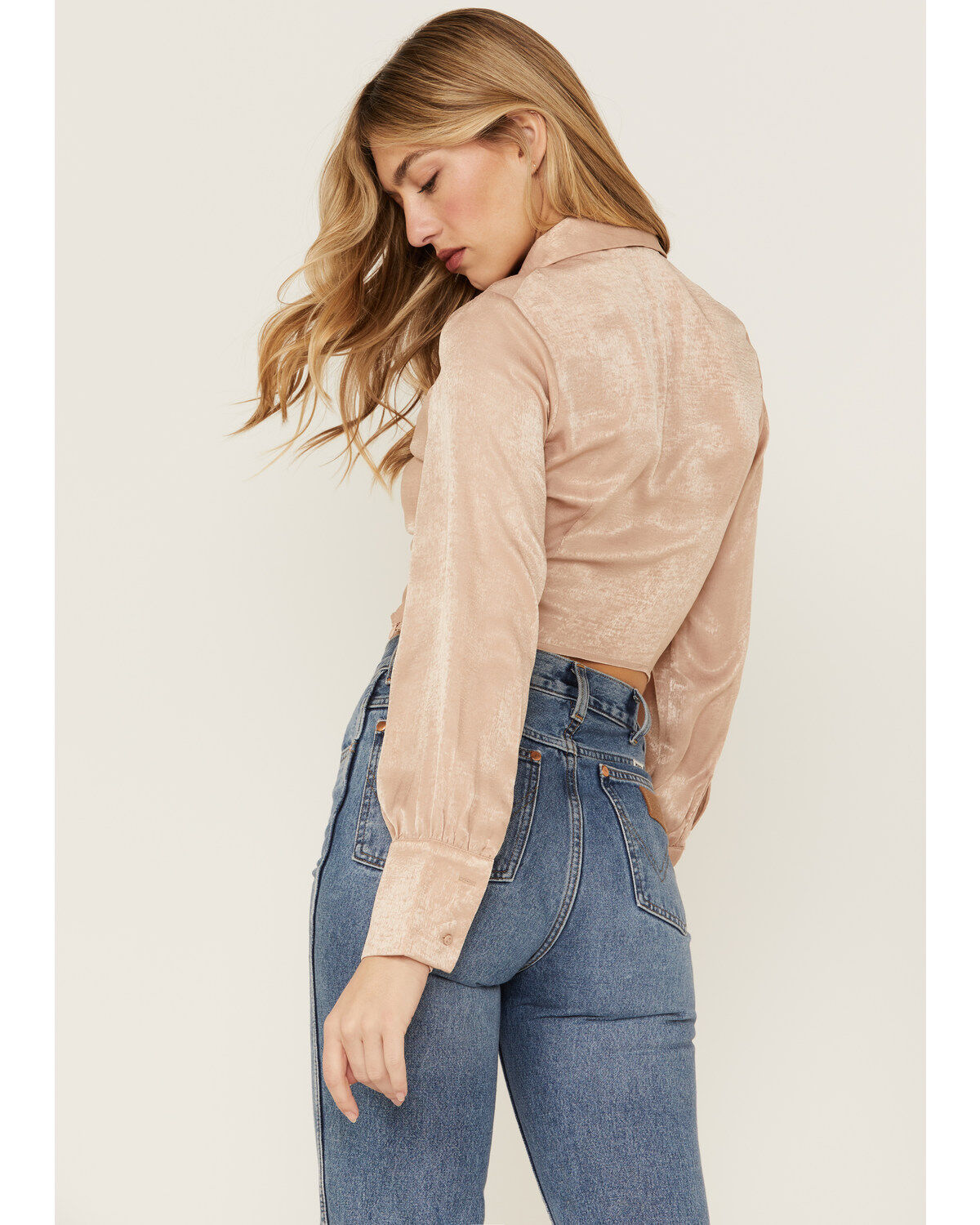 Lush Women's Satin Cinch Front Blouse