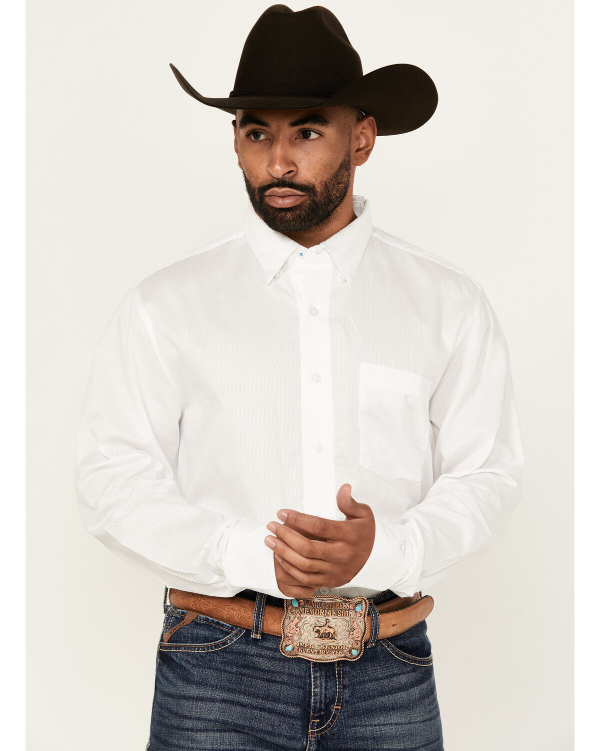 Wrangler X Cody Johnson Men's Solid Long Sleeve Button-Down Western Shirt