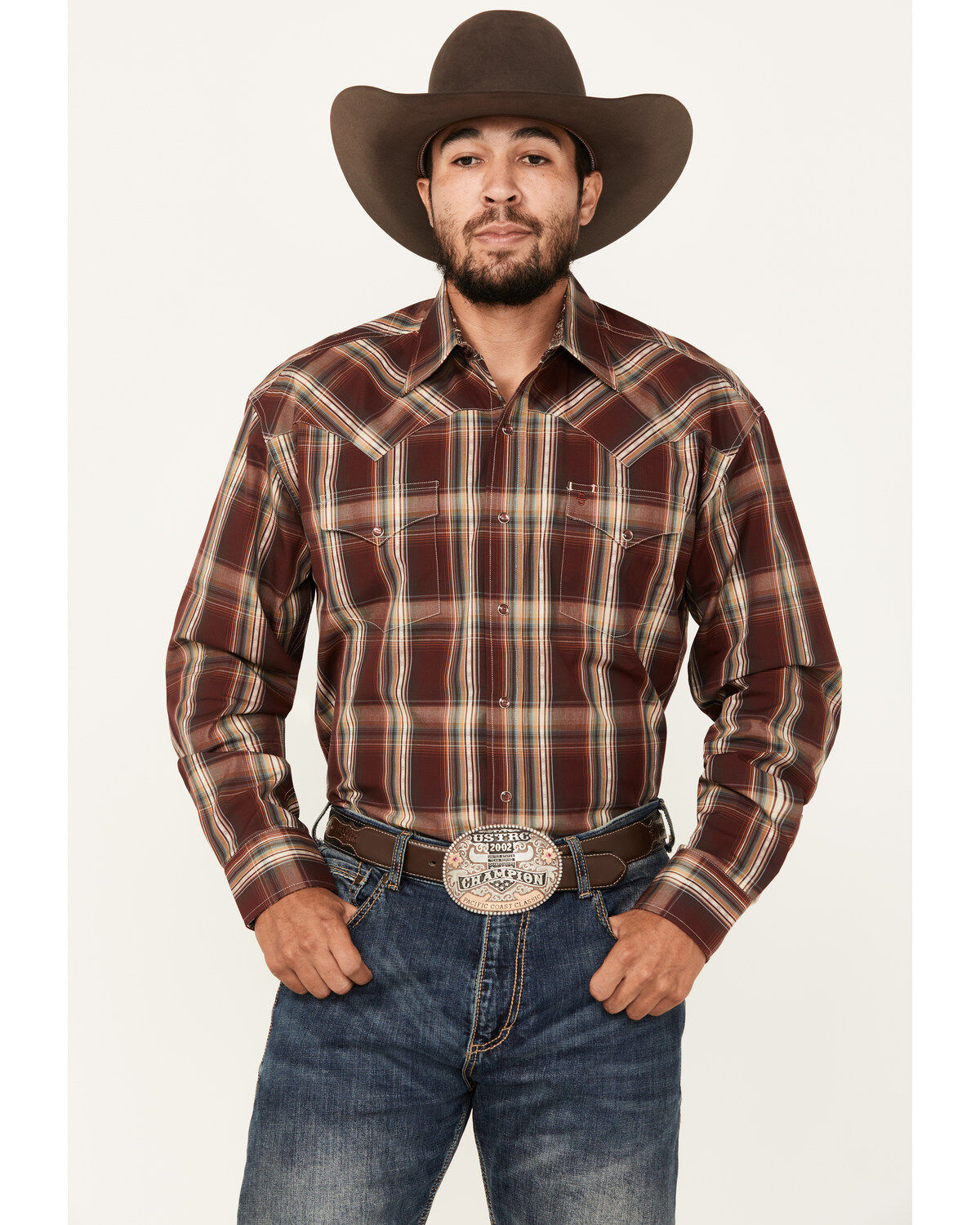 Stetson Men's Plaid Print Long Sleeve Snap Western Shirt