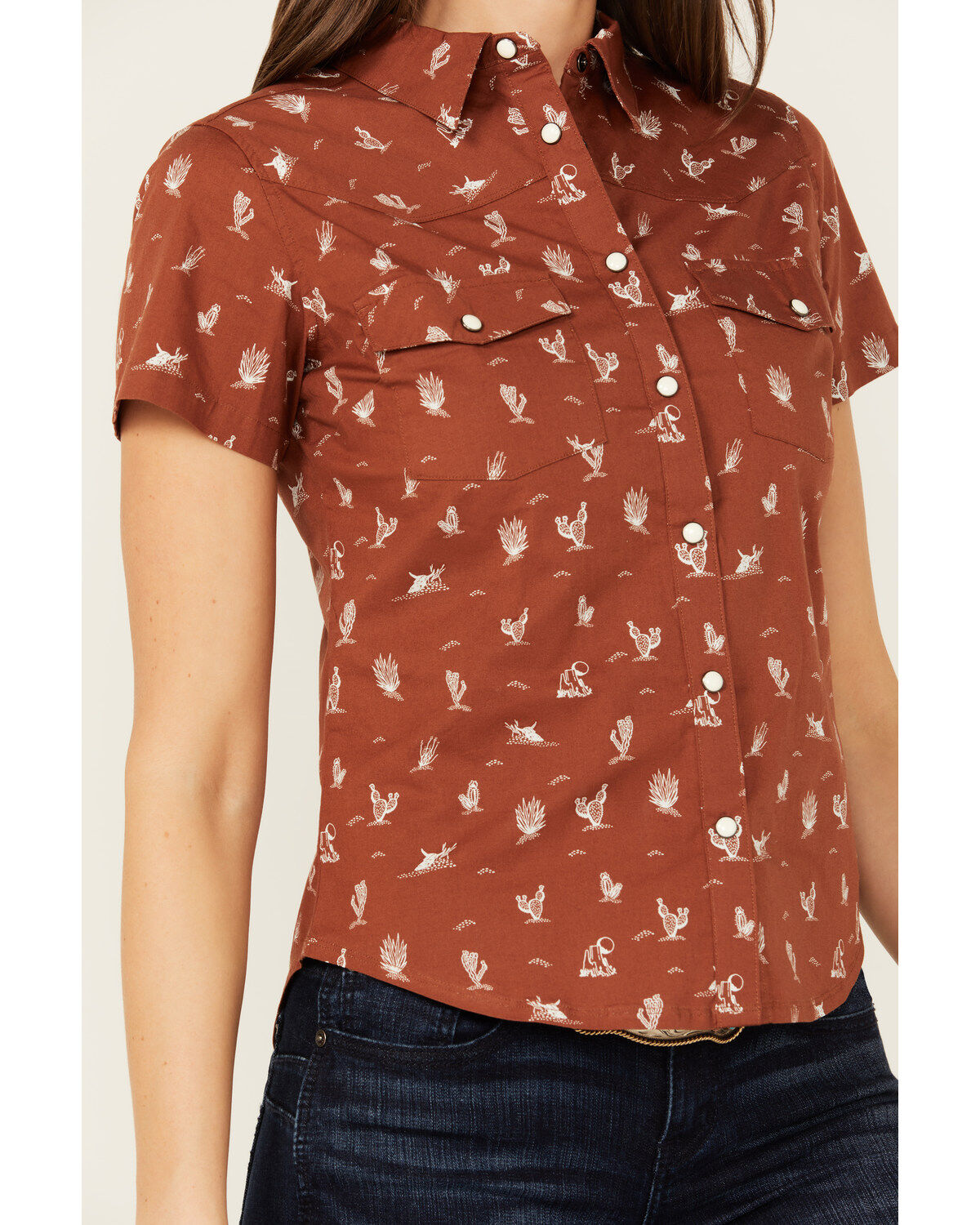 Shyanne Women's Desert Conversational Short Sleeve Stretch Snap Western Shirt