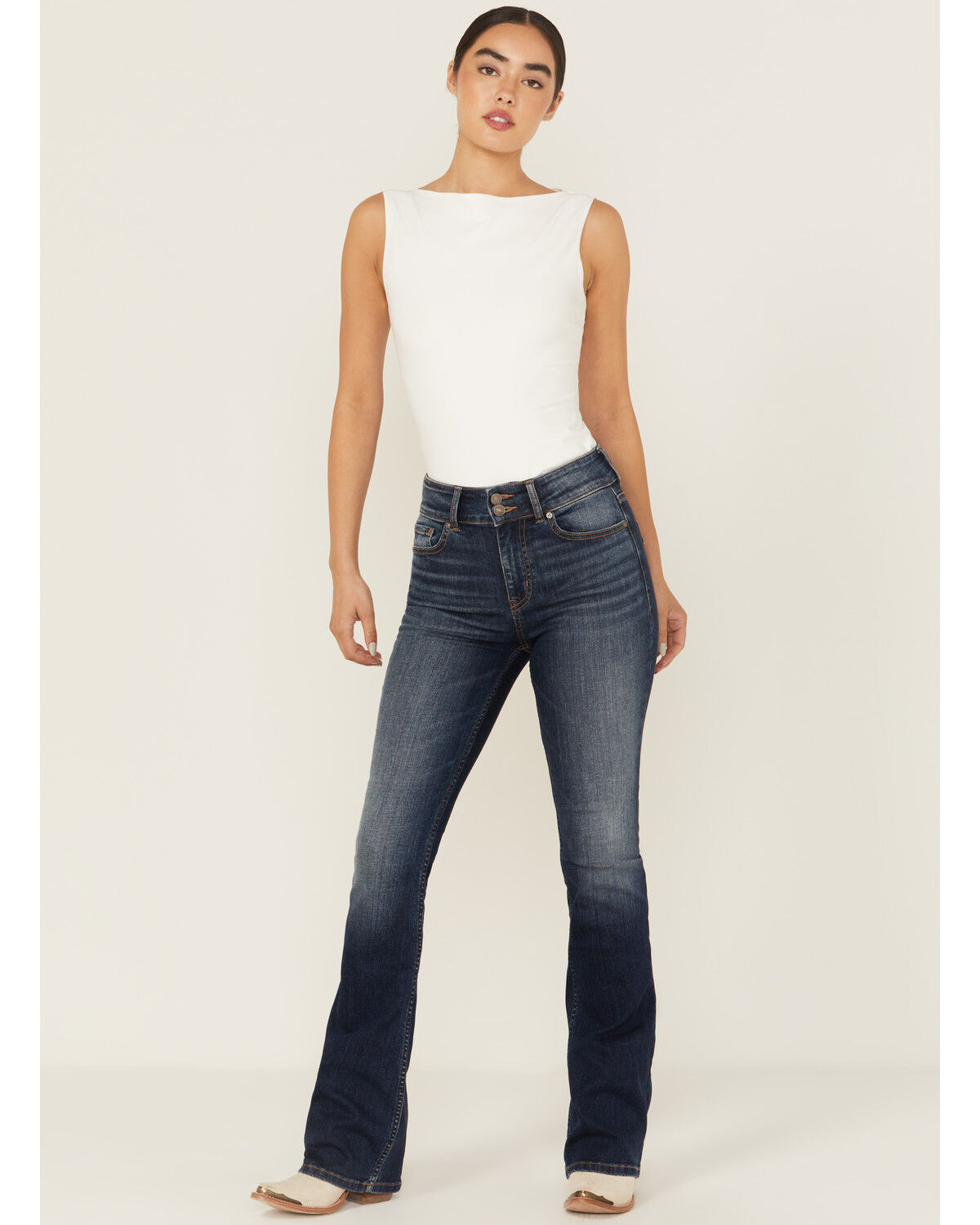 Shyanne Women's Rhine High Rise Dark Wash Bootcut Stretch Denim Jeans