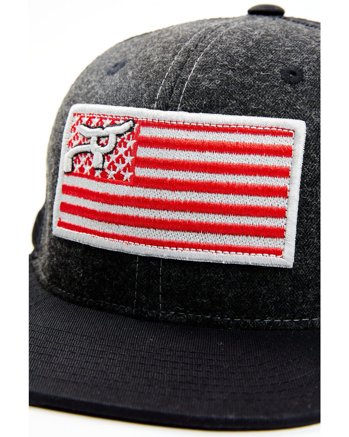 RopeSmart Men's Red & Heather Gray Flag Patch Mesh-Back Trucker Cap