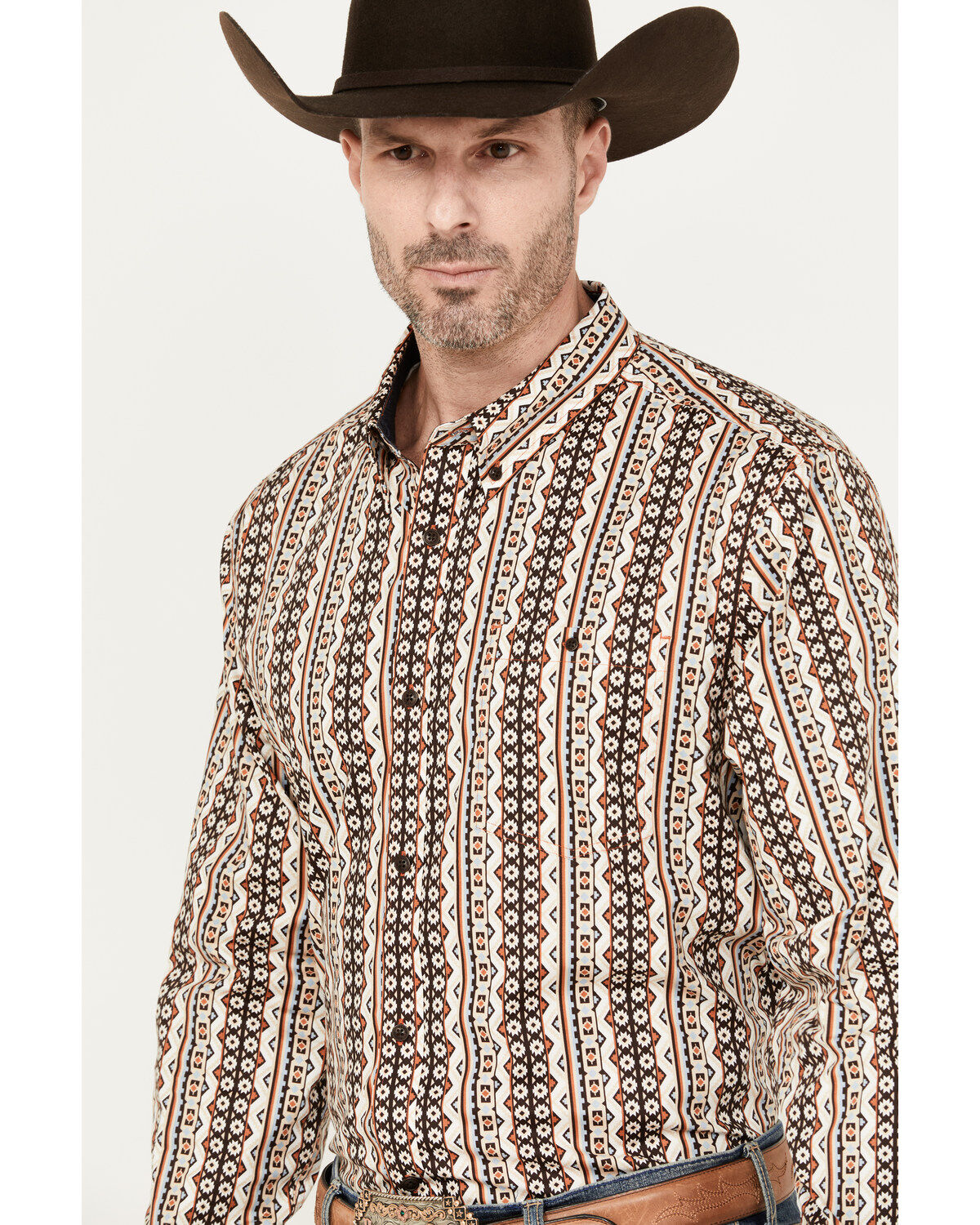 RANK 45® Men's Buckline Striped Long Sleeve Button-Down Western Shirt