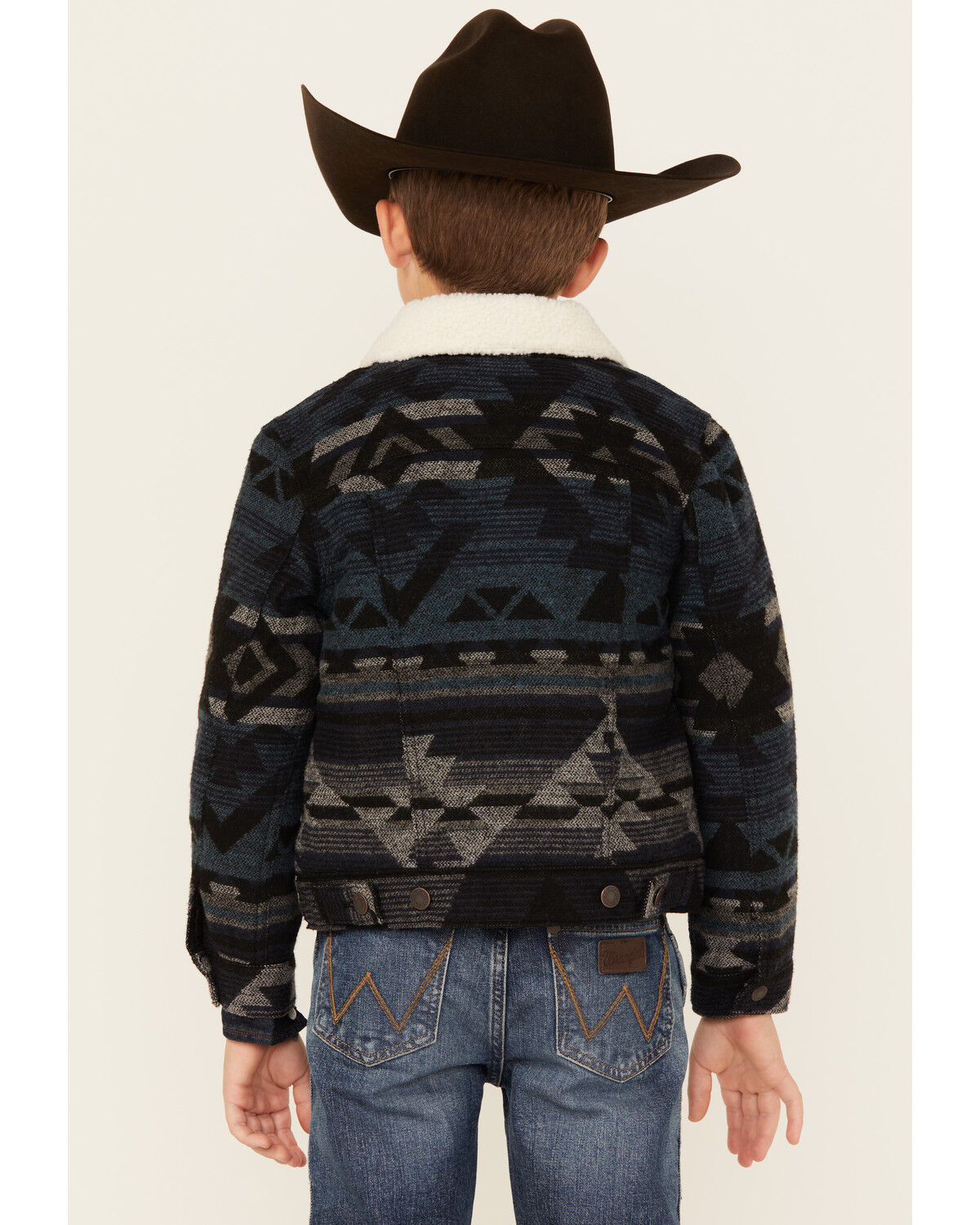 Wrangler Boys' Southwestern Print Sherpa Lined Jacket