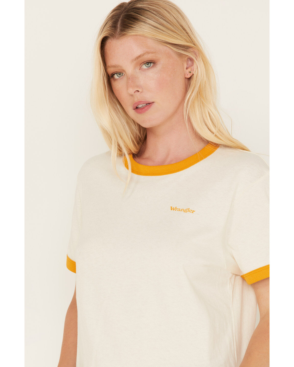 Wrangler Women's Logo Graphic Ringer Graphic Tee