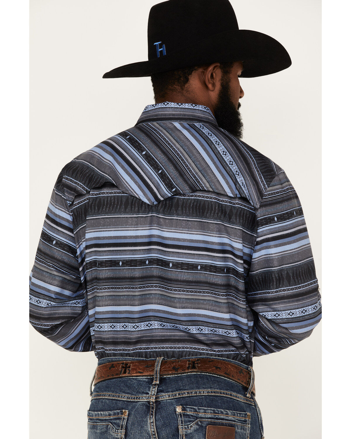 Rock & Roll Denim Men's Tek Striped Long Sleeve Snap Western Shirt