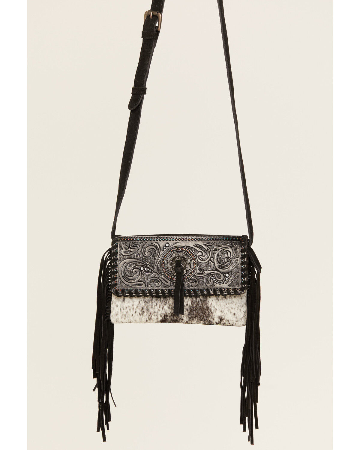Shyanne Women's Cassidy Hair-On Tooled Leather Crossbody