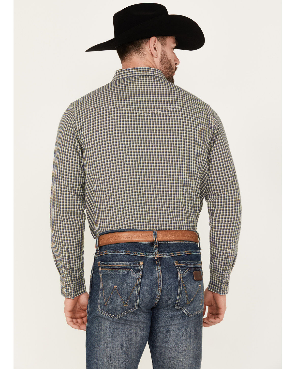 Blue Ranchwear Men's Dickens Plaid Print Long Sleeve Snap Shirt