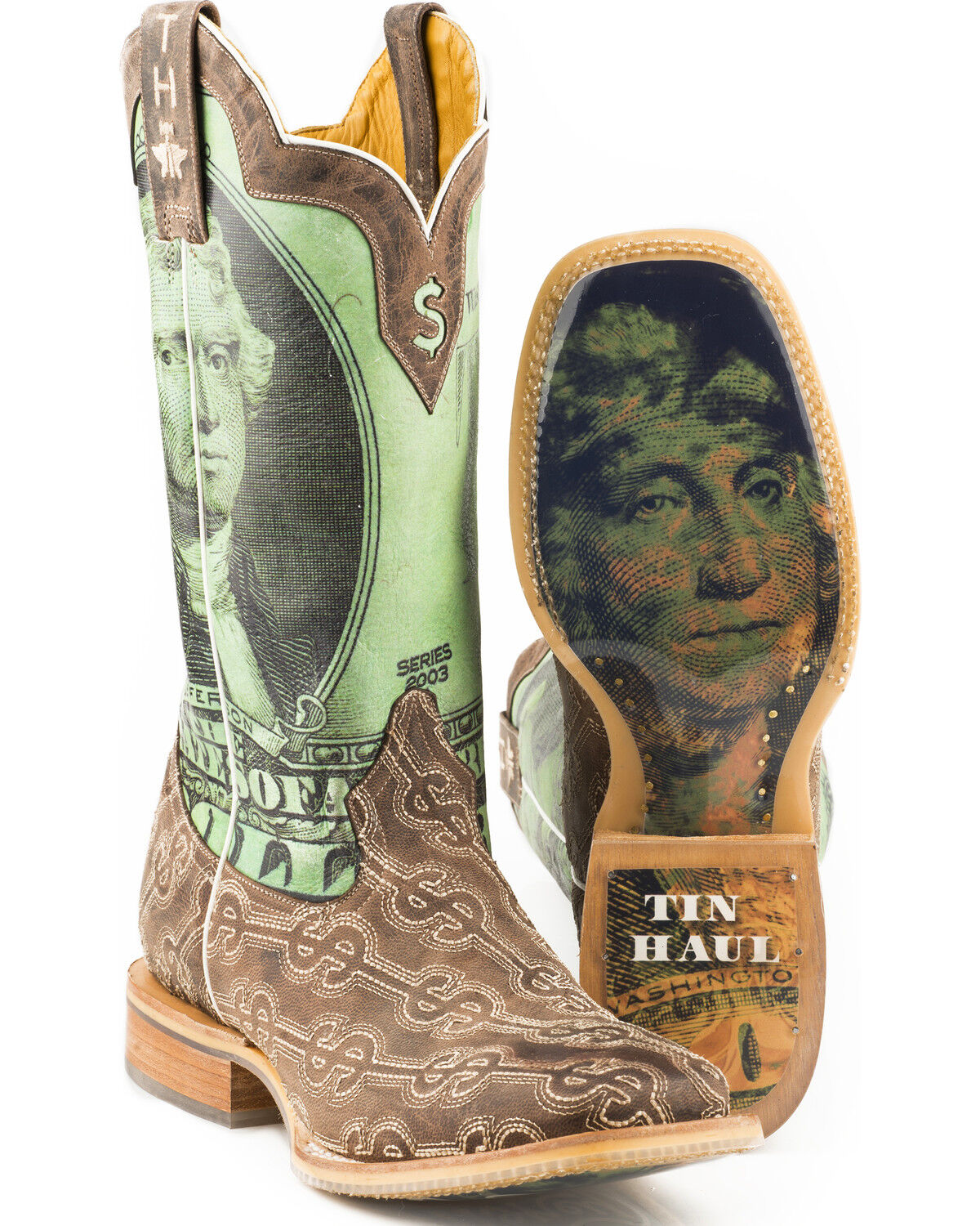 Tin Haul Men's Duece Take The Money And Run Western Boots - Broad Square Toe