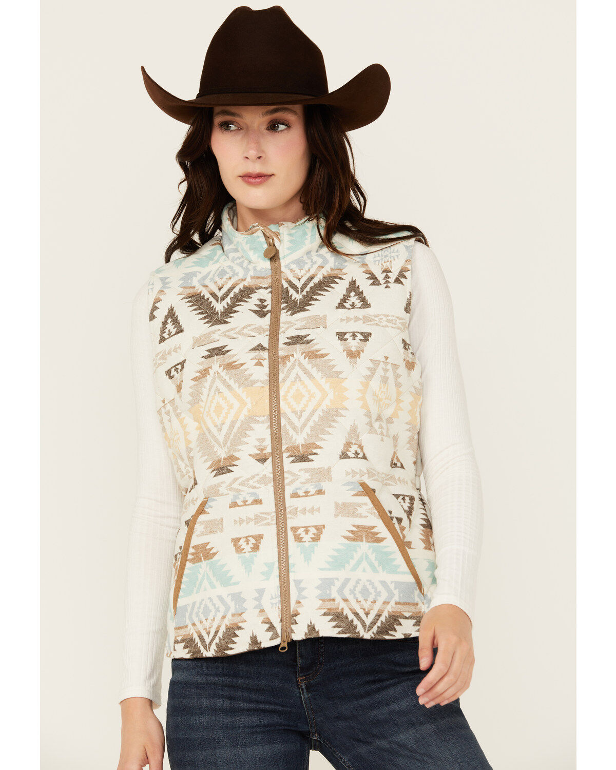 Outback Trading Co Women's Rosalie Southwestern Print Zip-Up Vest