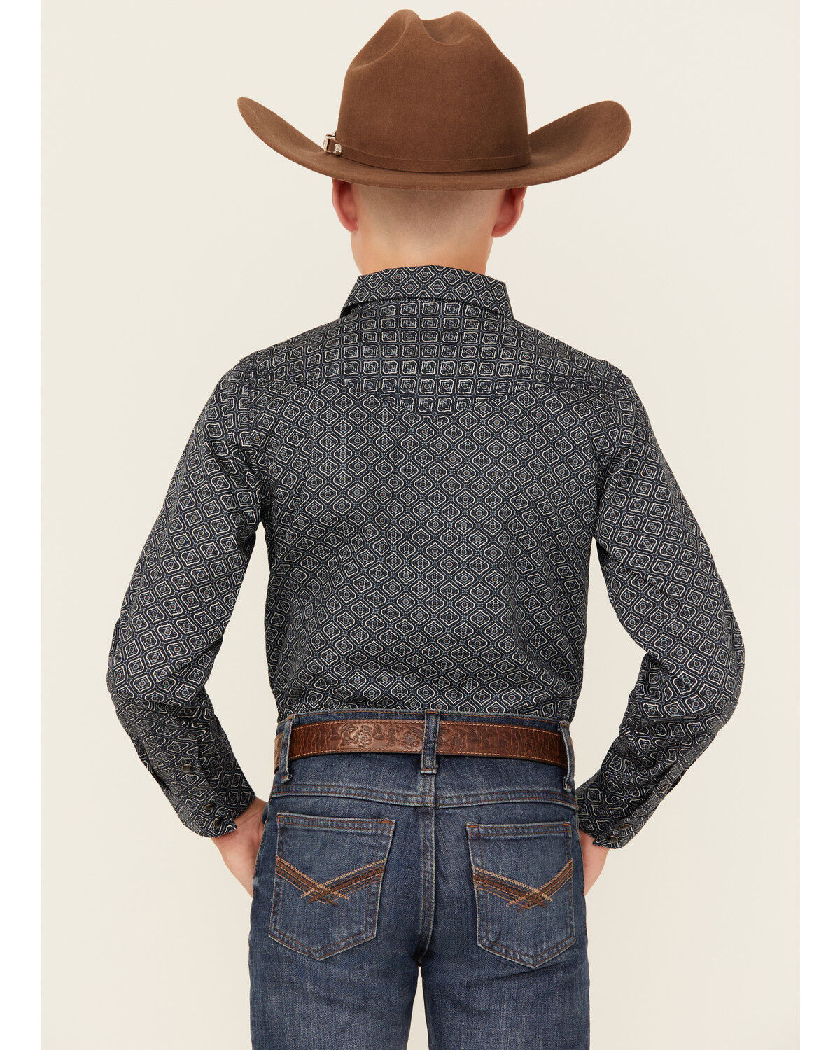 Cody James Boys' Slingshot Medallion Print Long Sleeve Snap Western Shirt