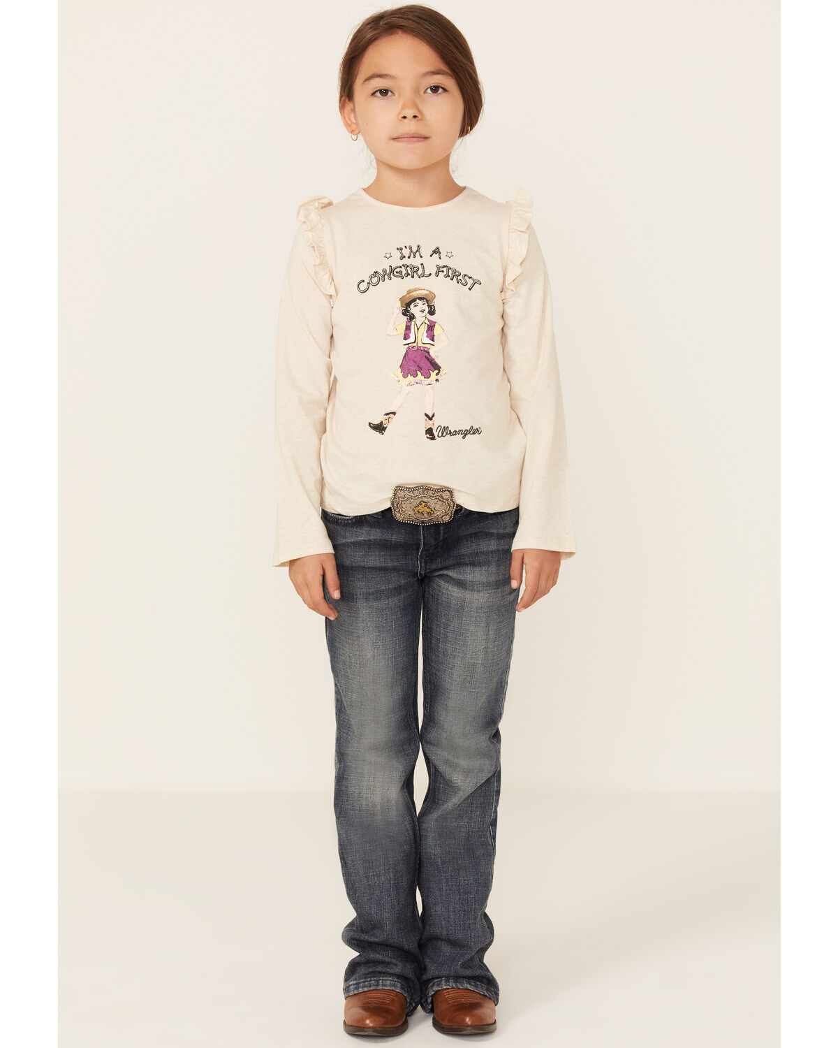 Wrangler Girls' Cowgirl First Long Sleeve T-Shirt