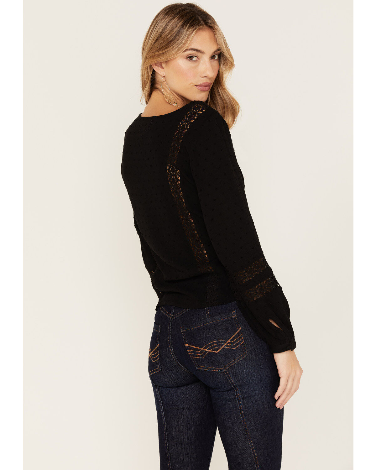 Idyllwind Women's Romance Floral Embroidered Swiss Dot Blouse