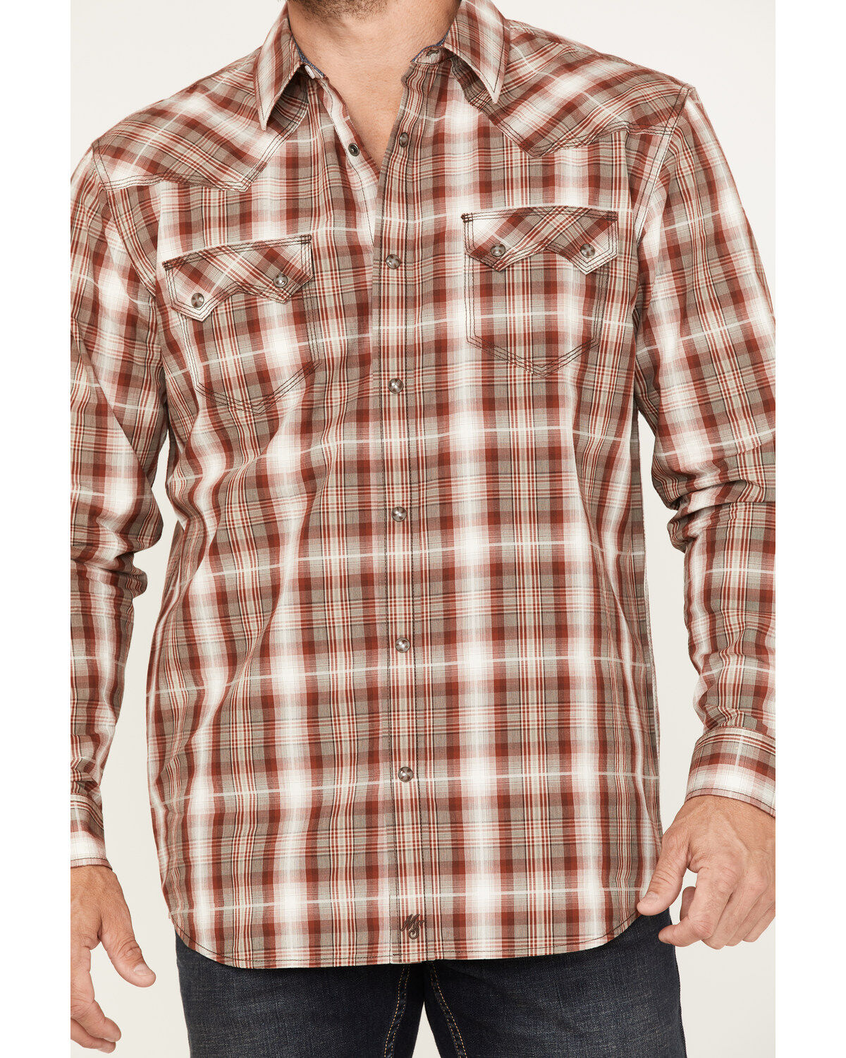 Moonshine Spirit Men's Rusty Gate Plaid Print Snap Western Shirt