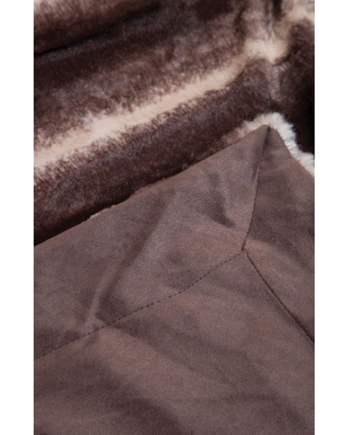 Carstens Home Brown Striped Chinchilla Plush Faux Fur Throw Blanket